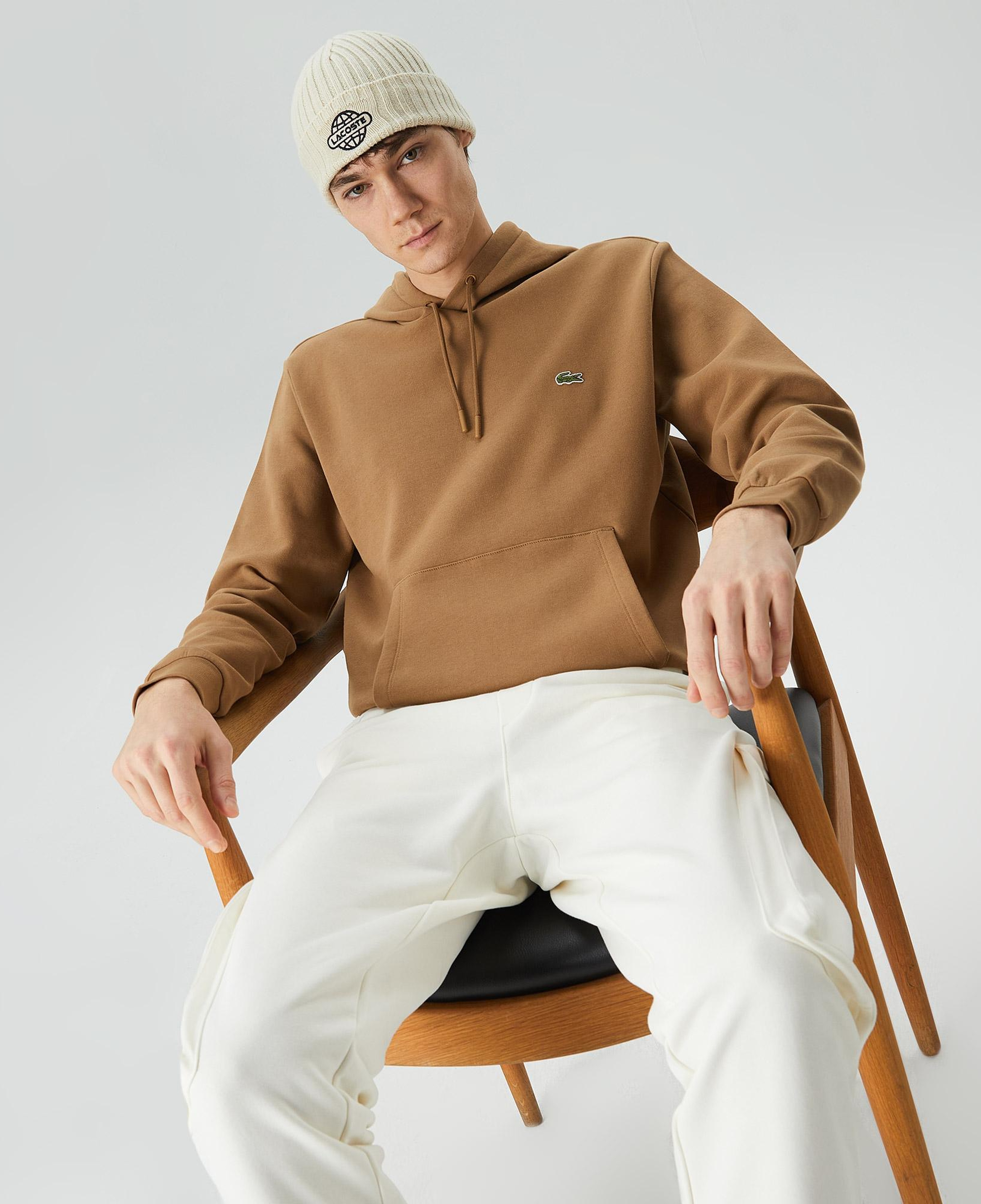 Erkek Classic Fit Kapüşonlu Kahverengi Sweatshirt