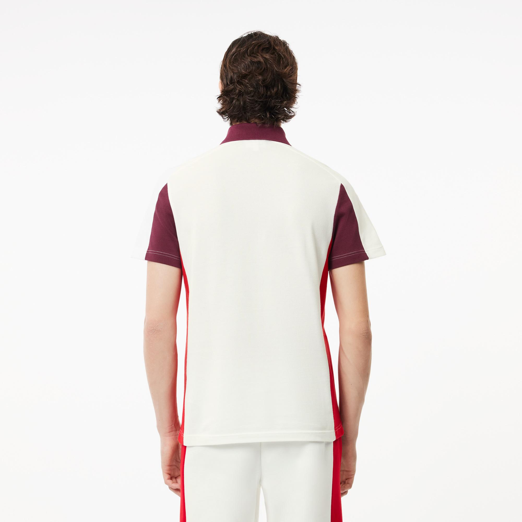 Erkek Regular Fit Renk Bloklu Beyaz Polo
