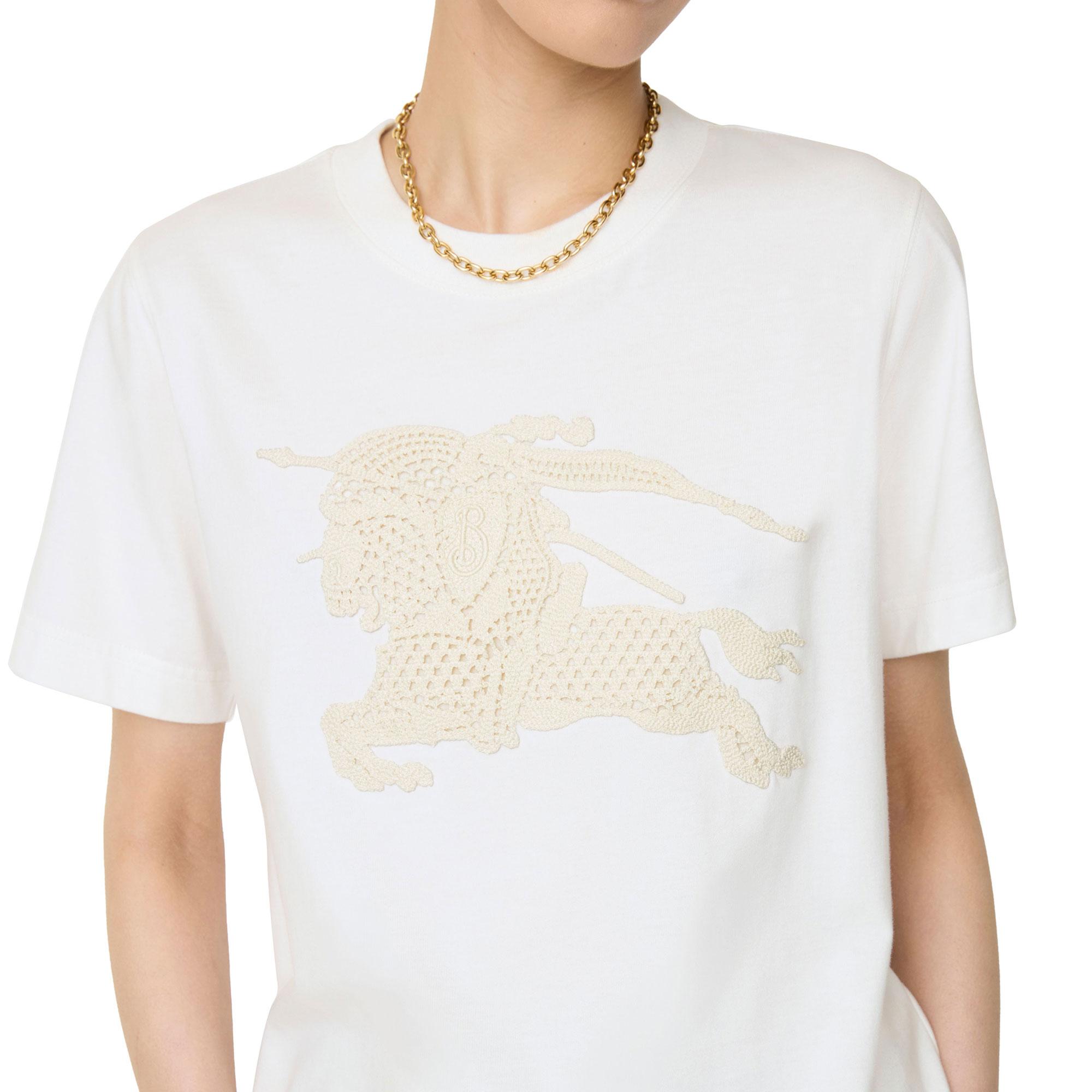 Burberry Ekd Cotton Kadın Beyaz T-Shirt