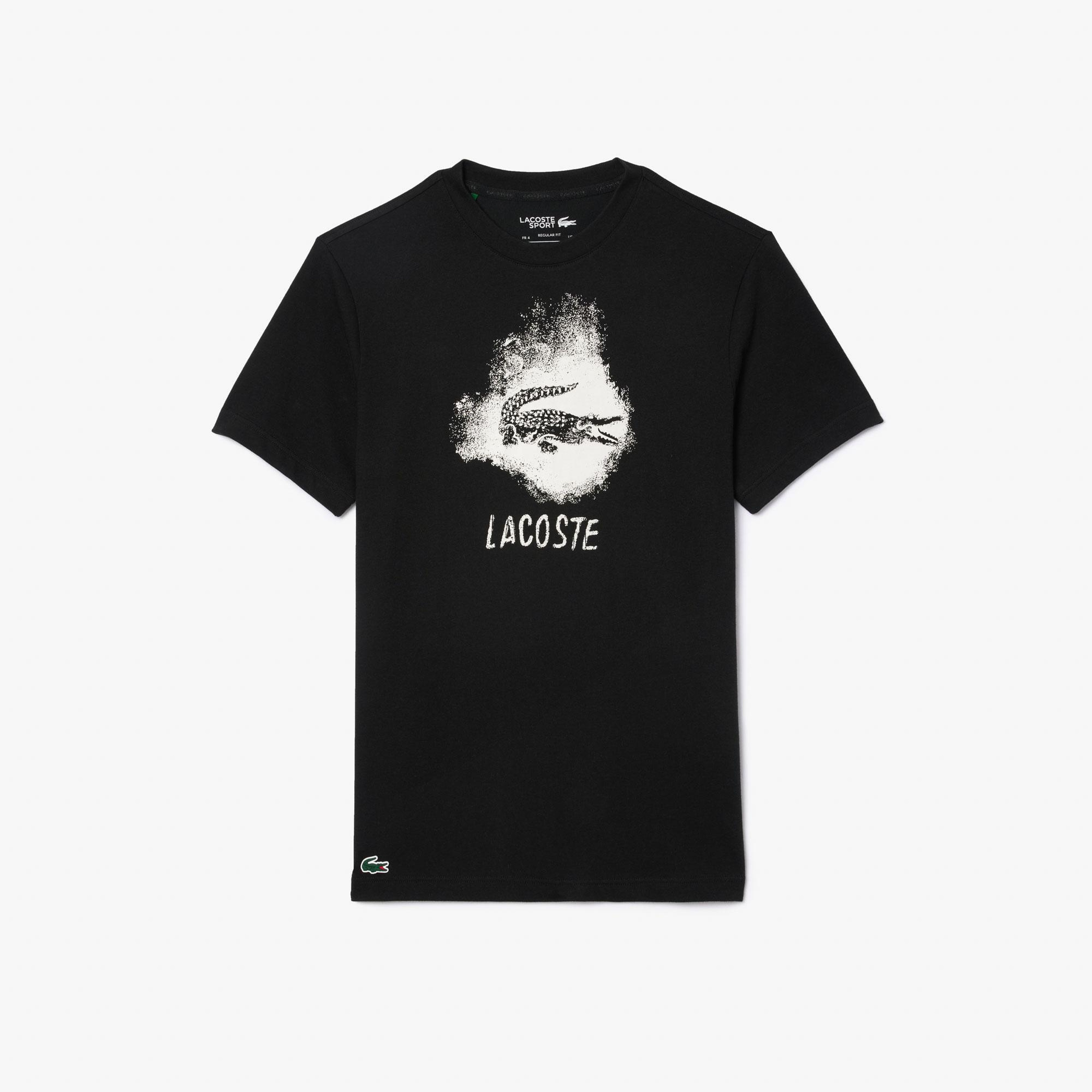 Erkek Regular Fit Bisiklet Yaka Baskılı Siyah T-Shirt