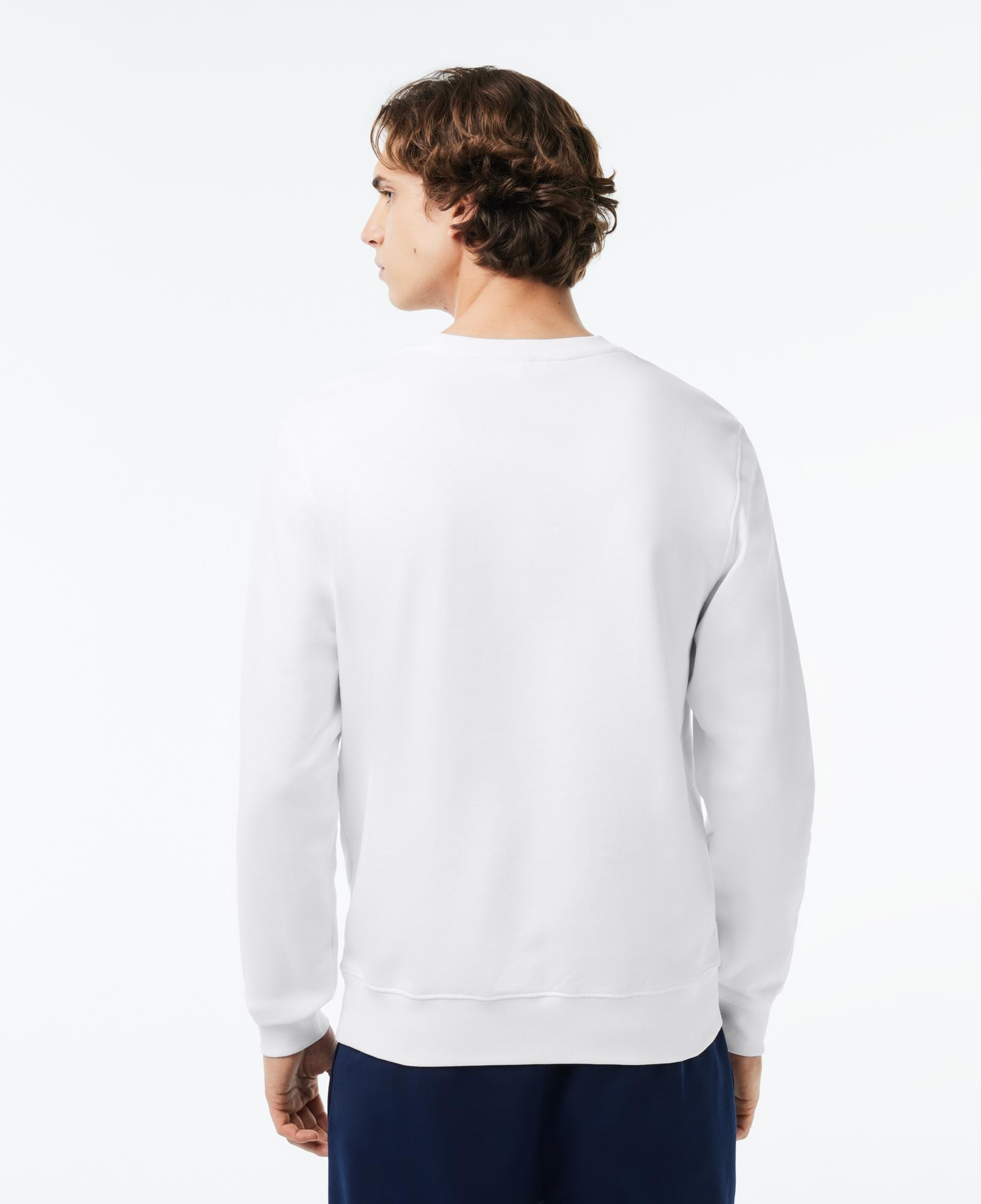 Erkek Classic Fit Bisiklet Yaka Baskılı Beyaz Sweatshirt