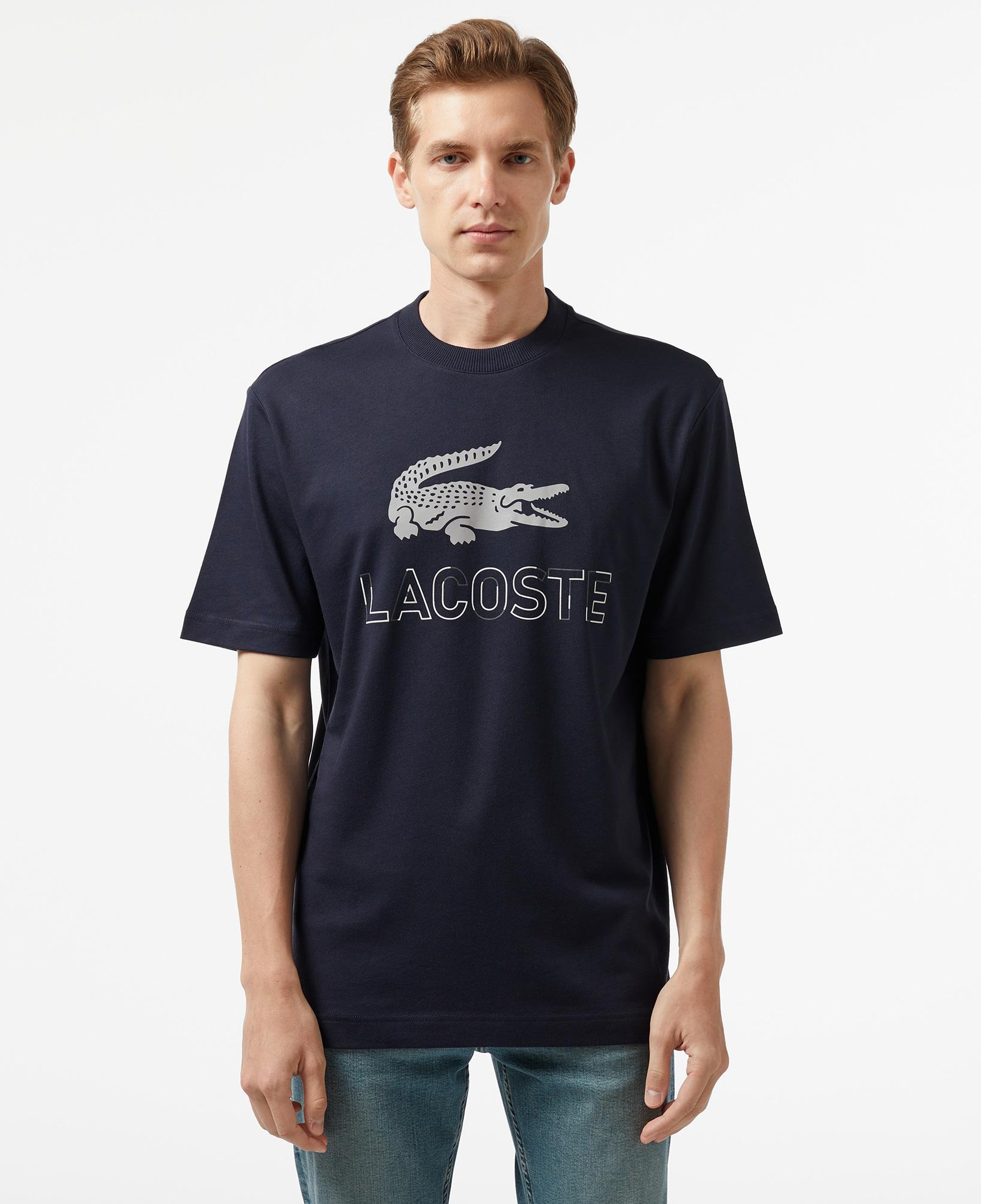 Erkek Regular Fit Bisiklet Yaka Baskılı Lacivert T-Shirt