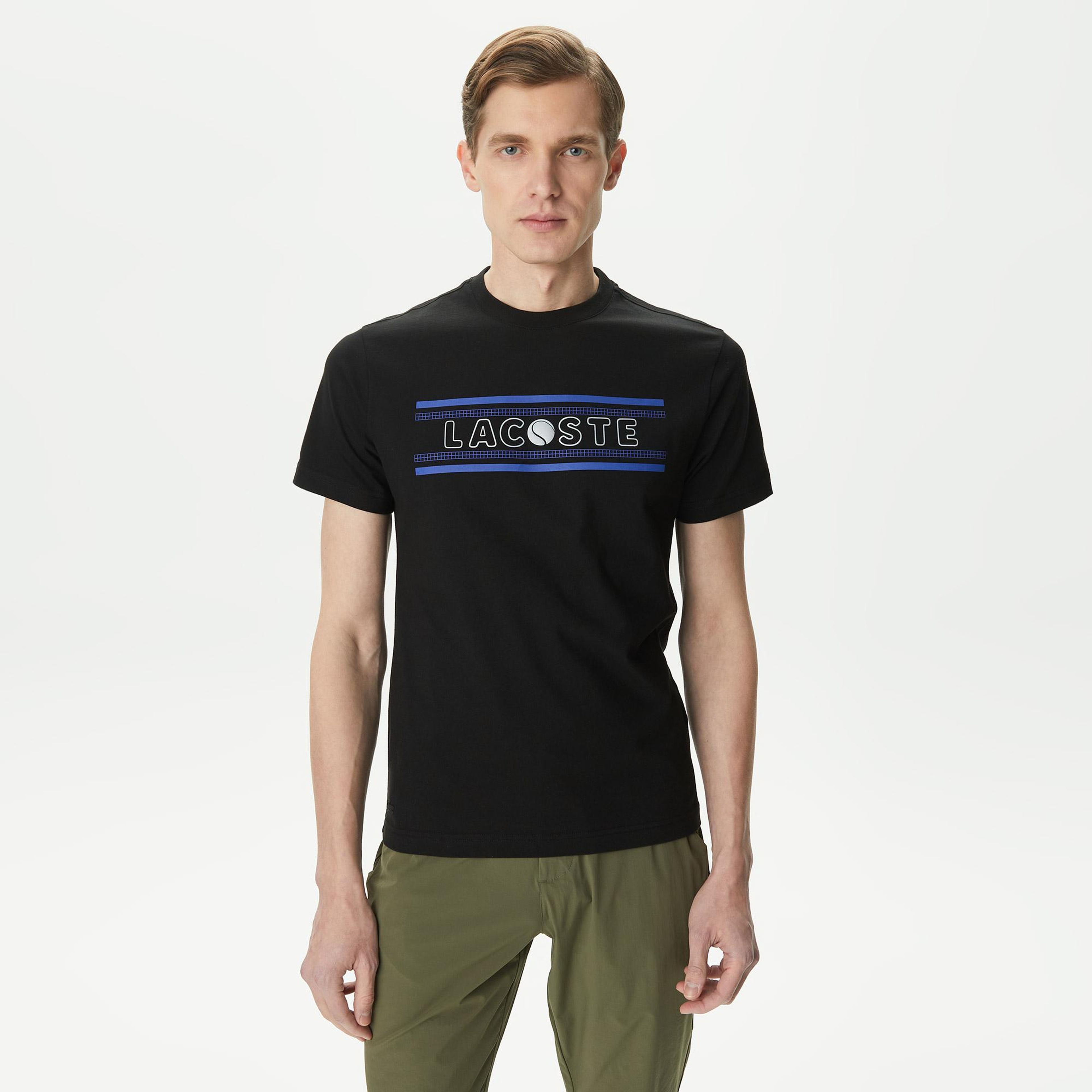 Erkek Regular Fit Bisiklet Yaka Baskılı Siyah T-Shirt