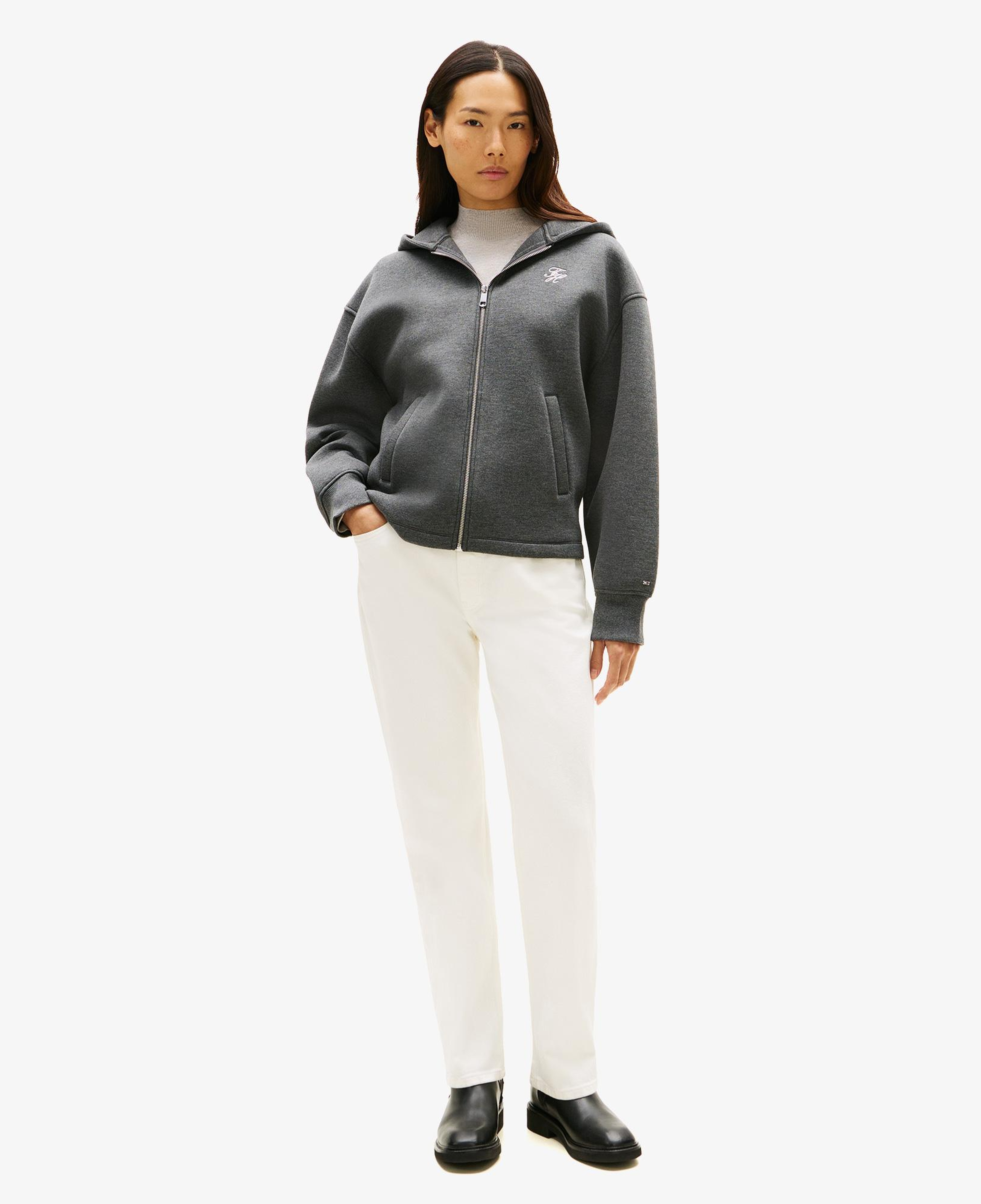 Tommy Hilfiger Script İnterlock Kadın Gri Hoodie