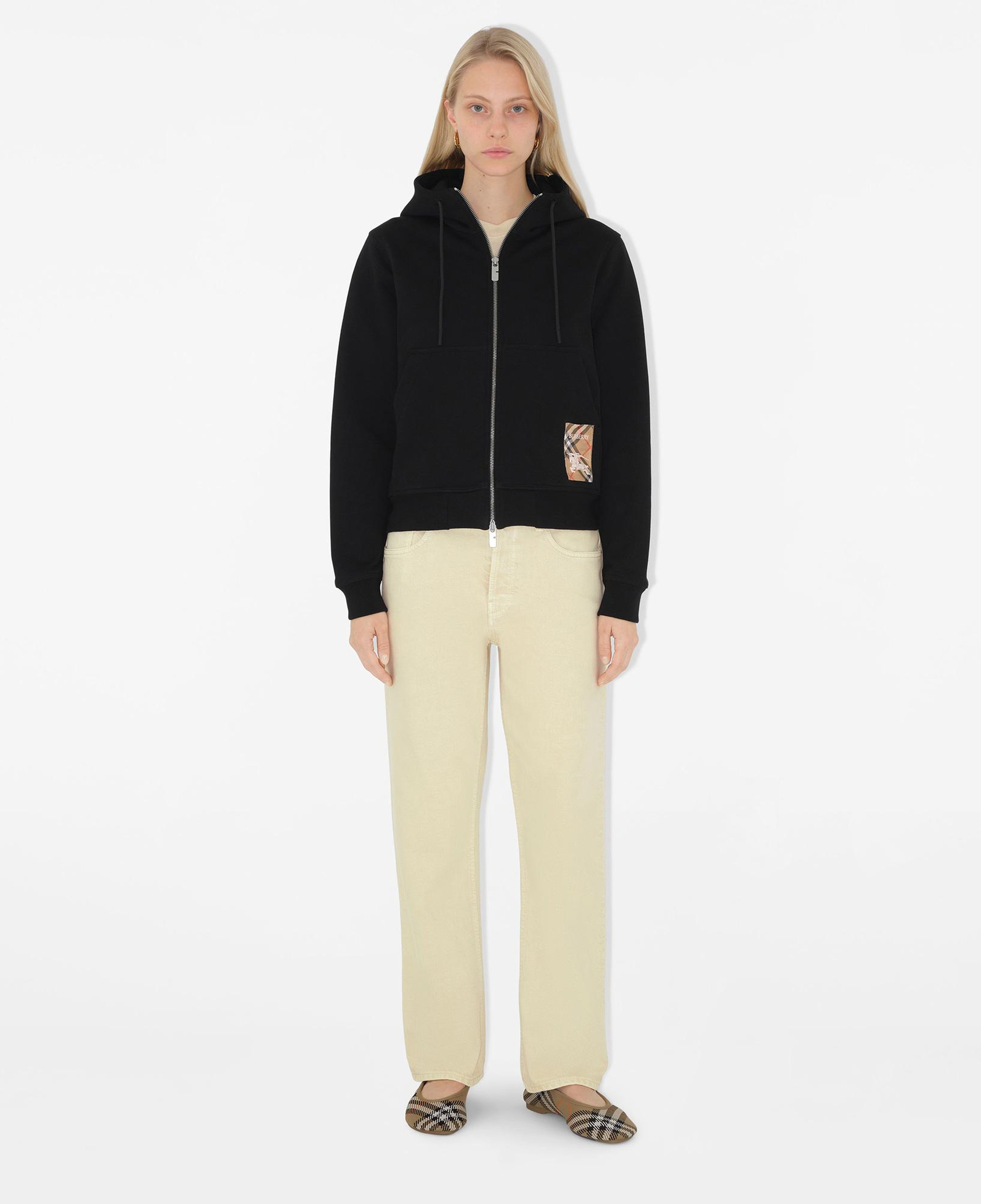 Burberry For Label Cotton Zip Kadın Siyah Hoodie
