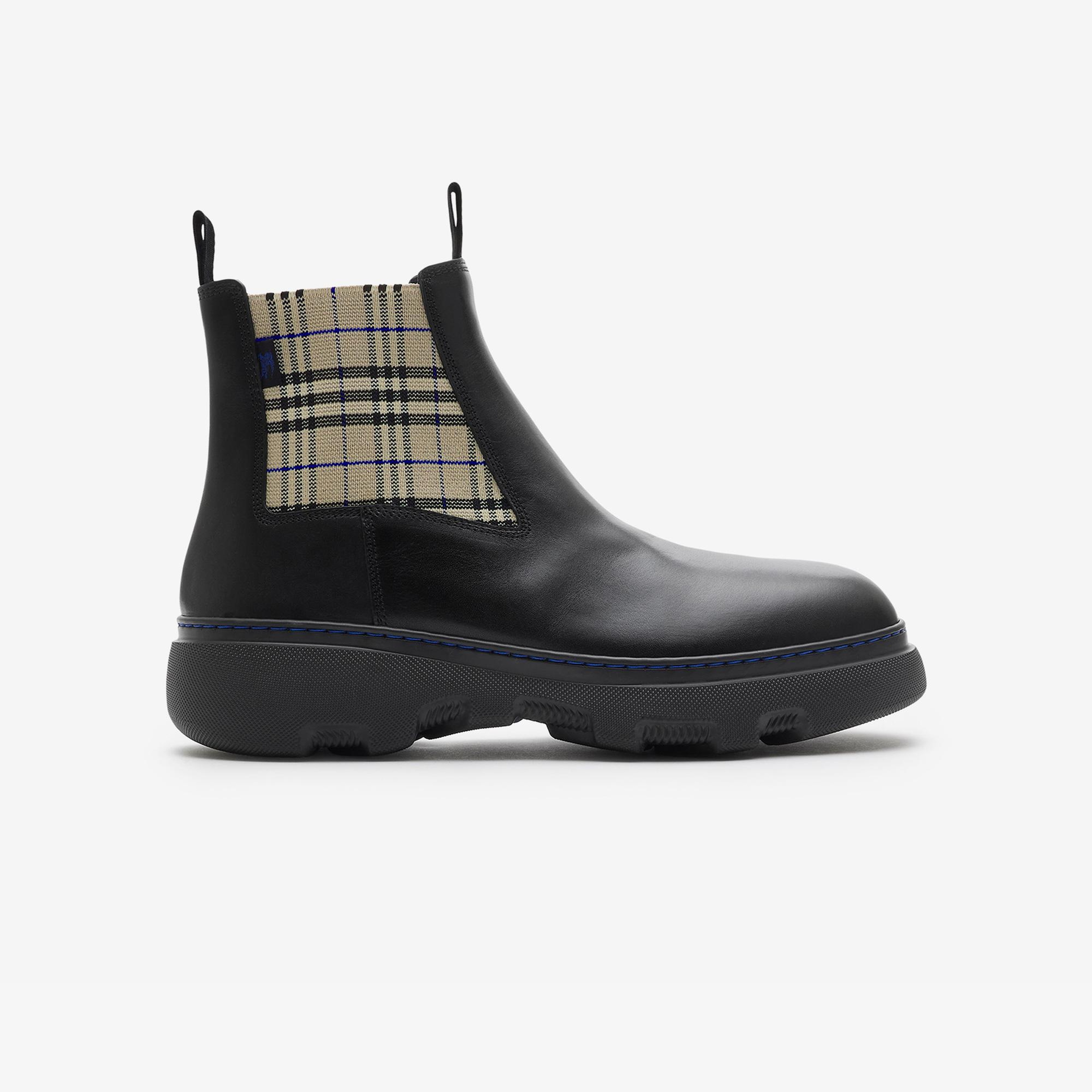 Burberry Leather Creeper Low Chelsea Erkek Siyah Bot