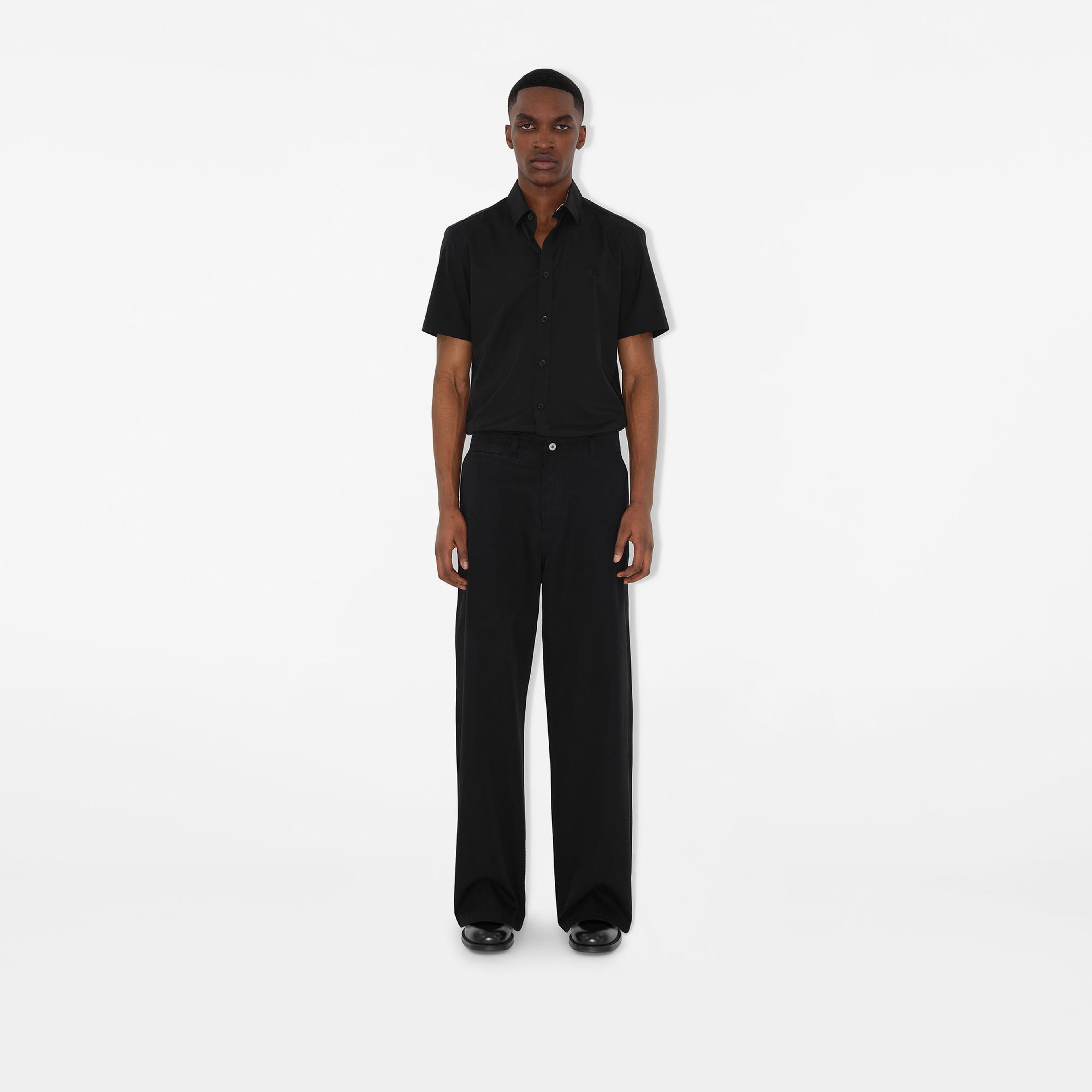 Burberry Sherwood Cotton Erkek Siyah Gömlek