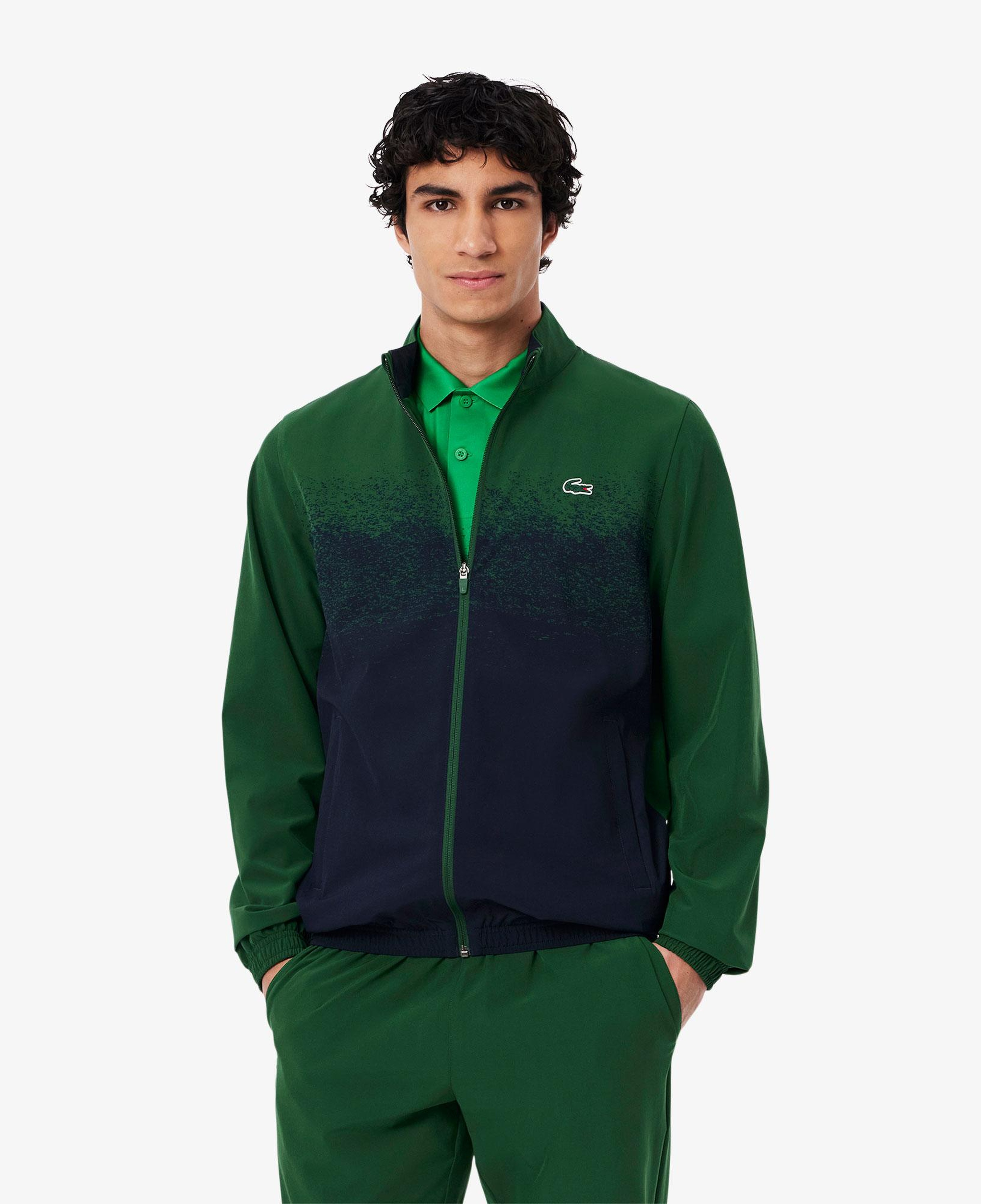 Erkek Regular Fit Fermuarlı Renk Bloklu Yeşil Eşofman Takımı
