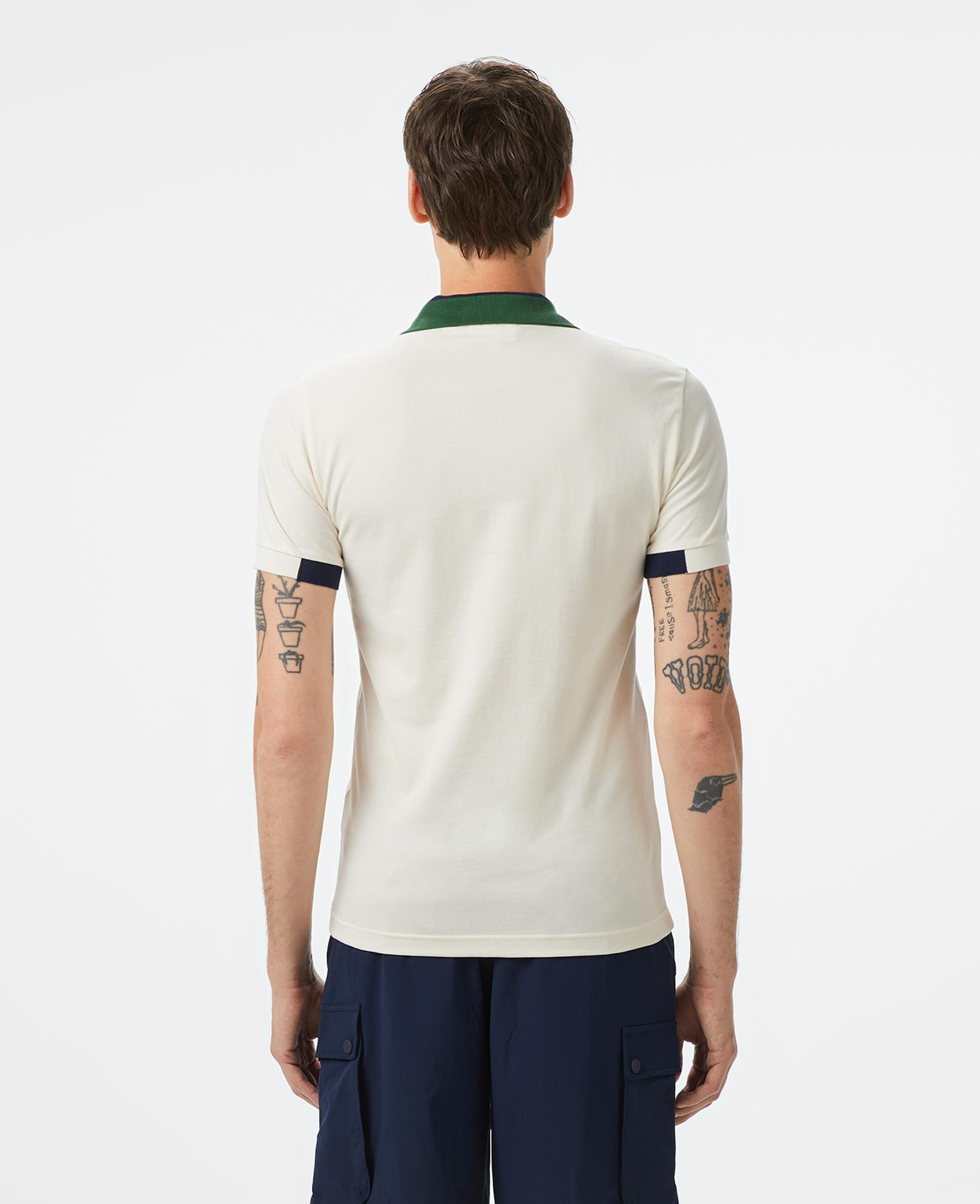 Erkek Regular Fit Yarım Fermuarlı Baskılı Beyaz Polo