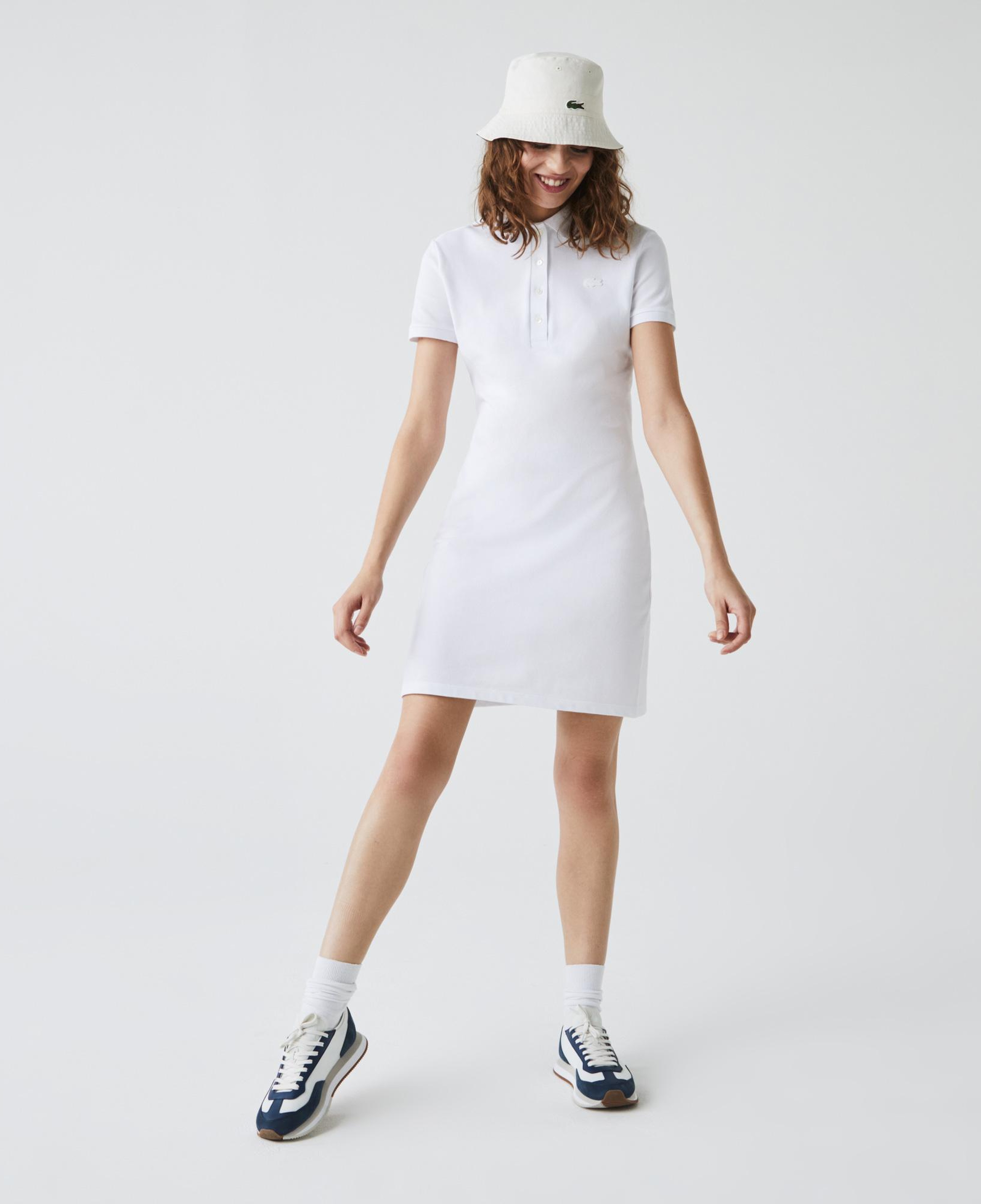 Kadın Slim Fit Kısa Kollu Polo Yaka Beyaz Elbise