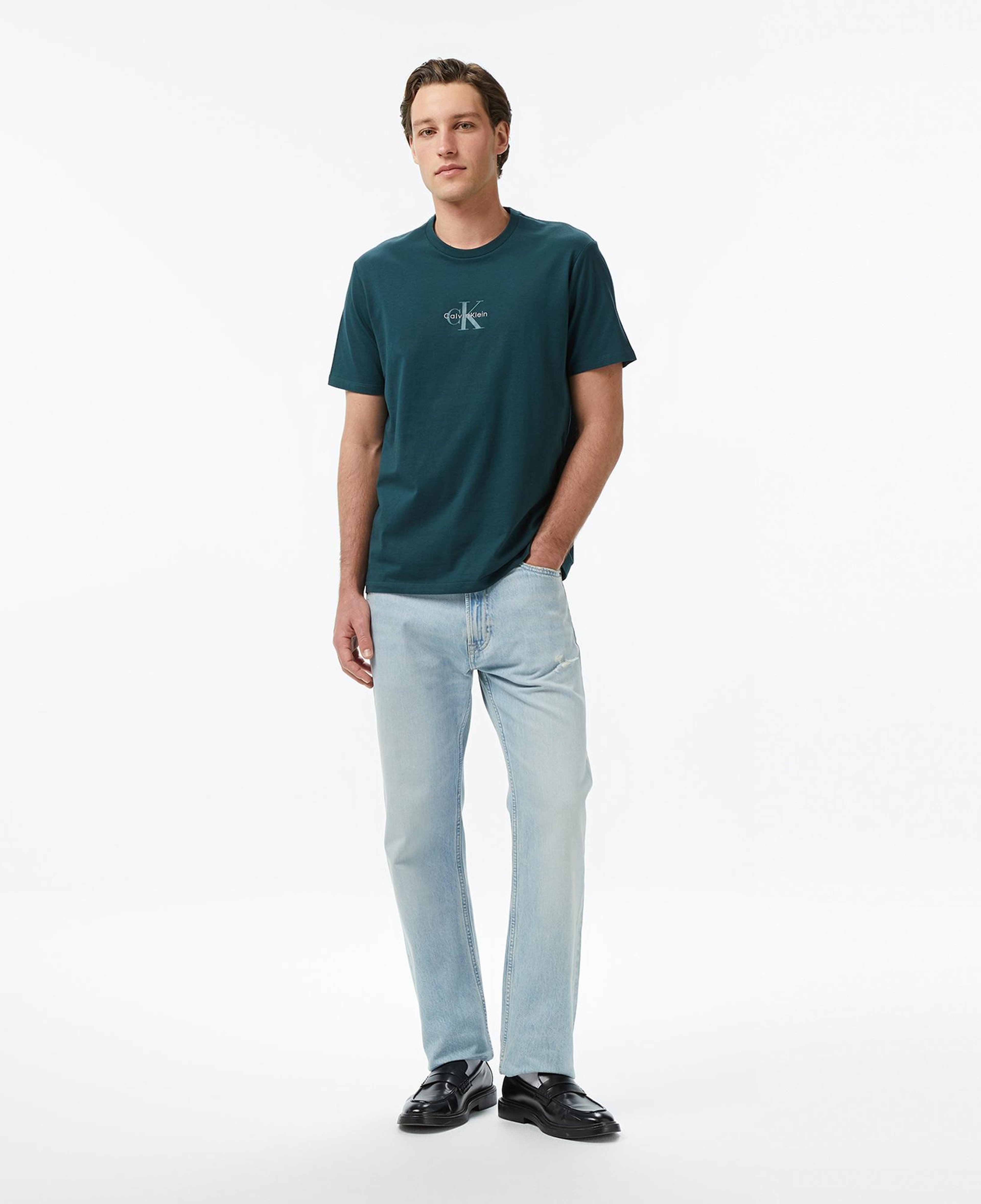 Calvin Klein 30S Micro Monologo Graphic Erkek Yeşil T-Shirt