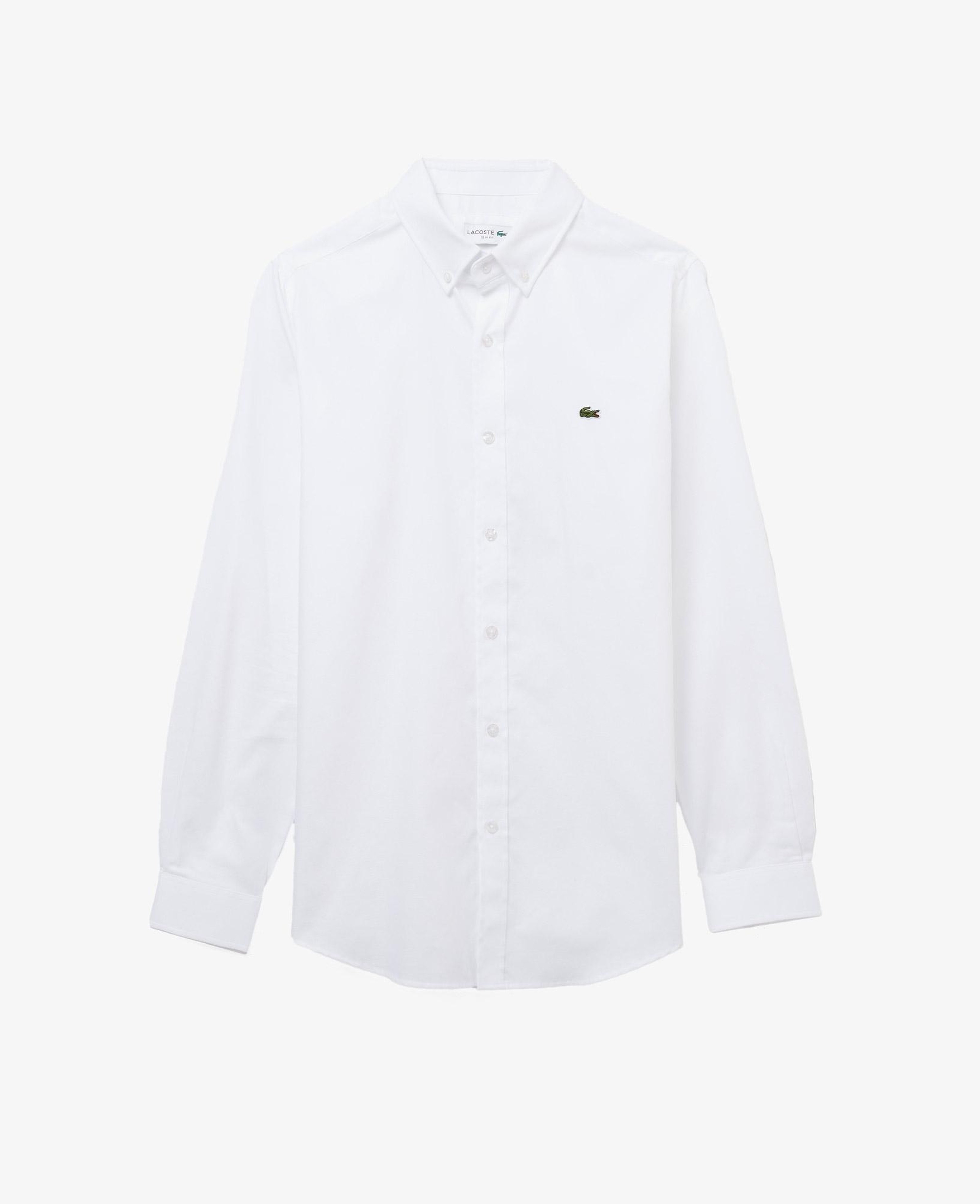Erkek Slim Fit Düğmeli Yaka Beyaz Gömlek