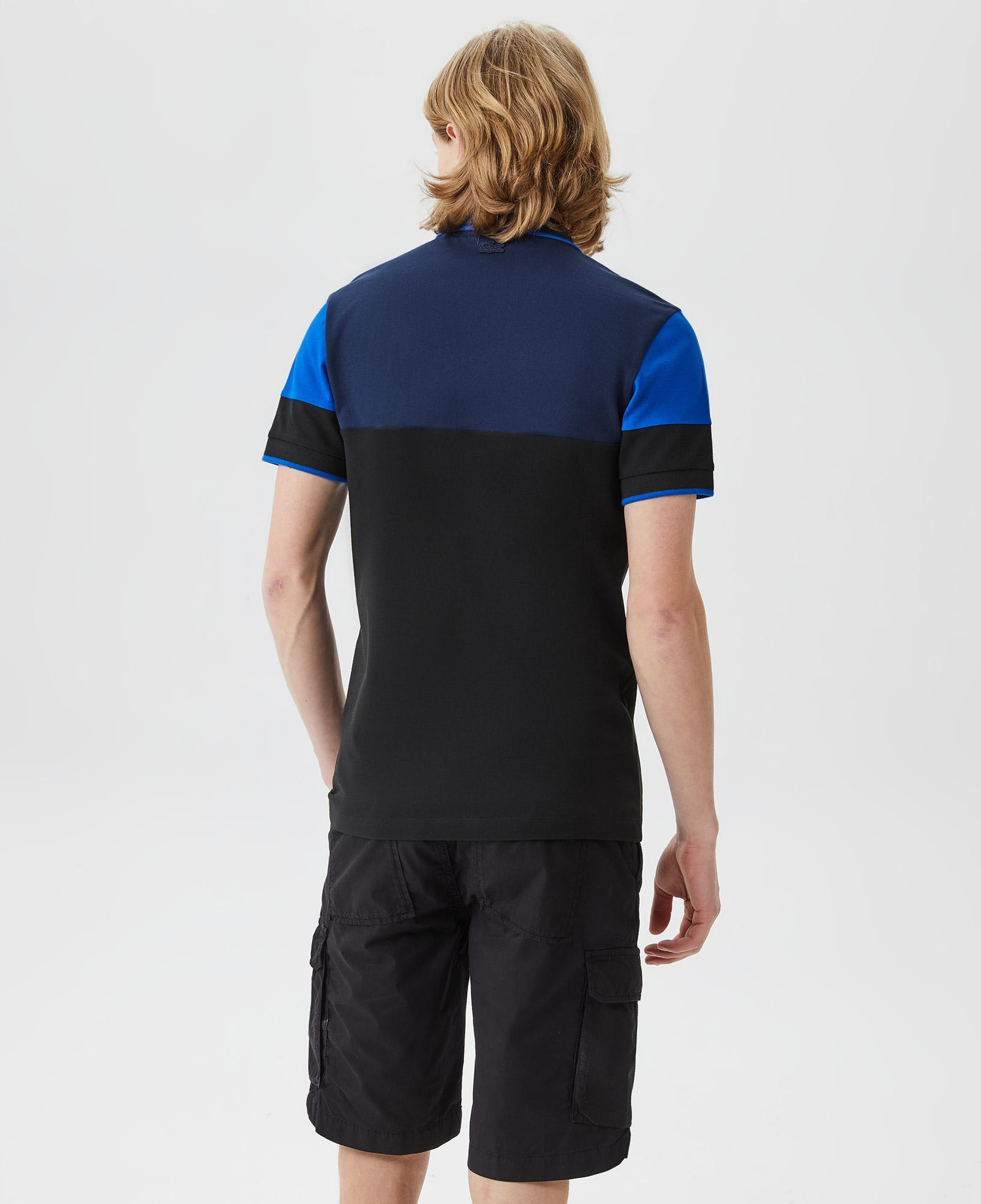 Erkek Slim Fit Renk Bloklu Siyah Polo