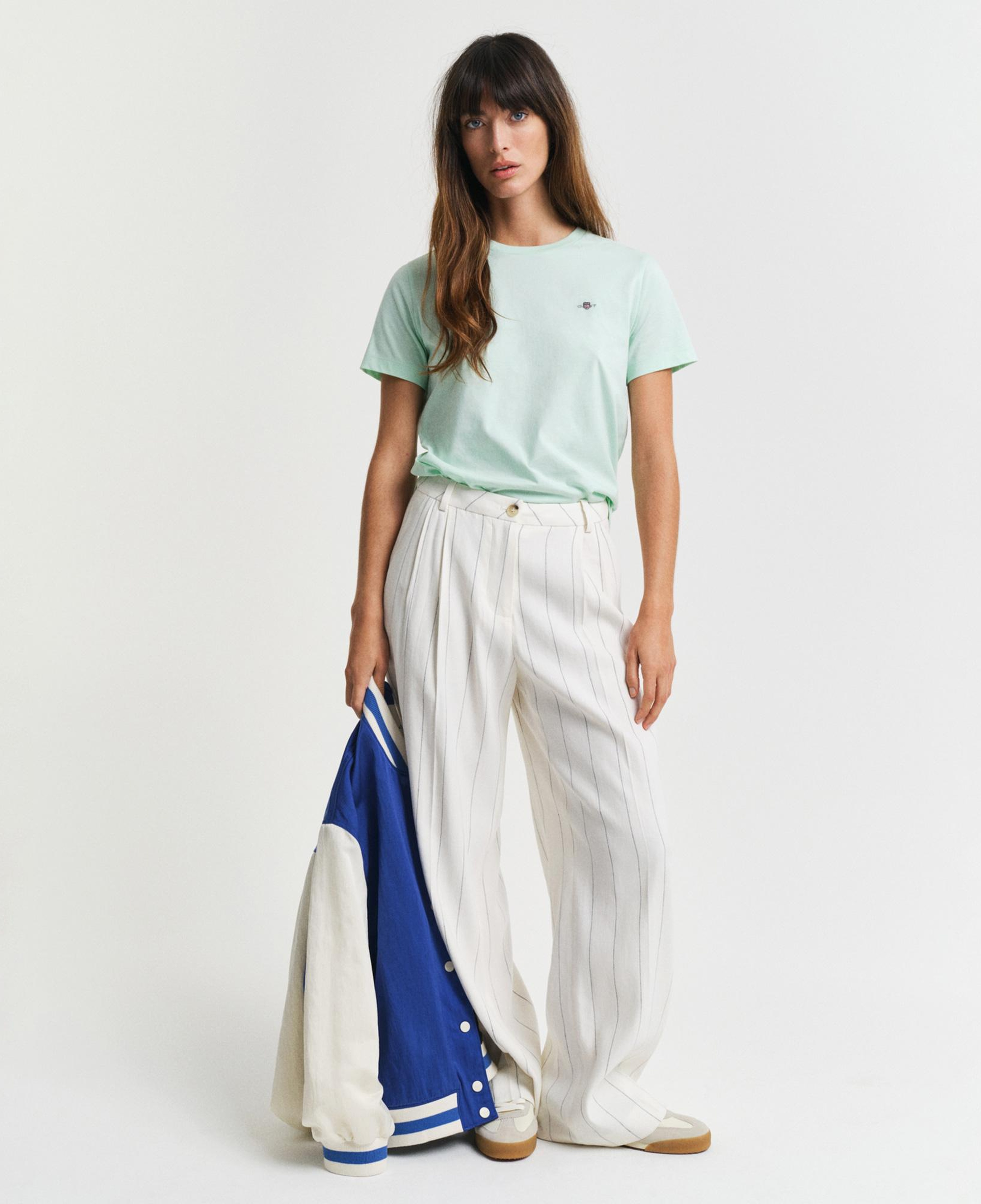 GANT Kadın Yeşil Regular Fit Bisiklet Yaka T-Shirt