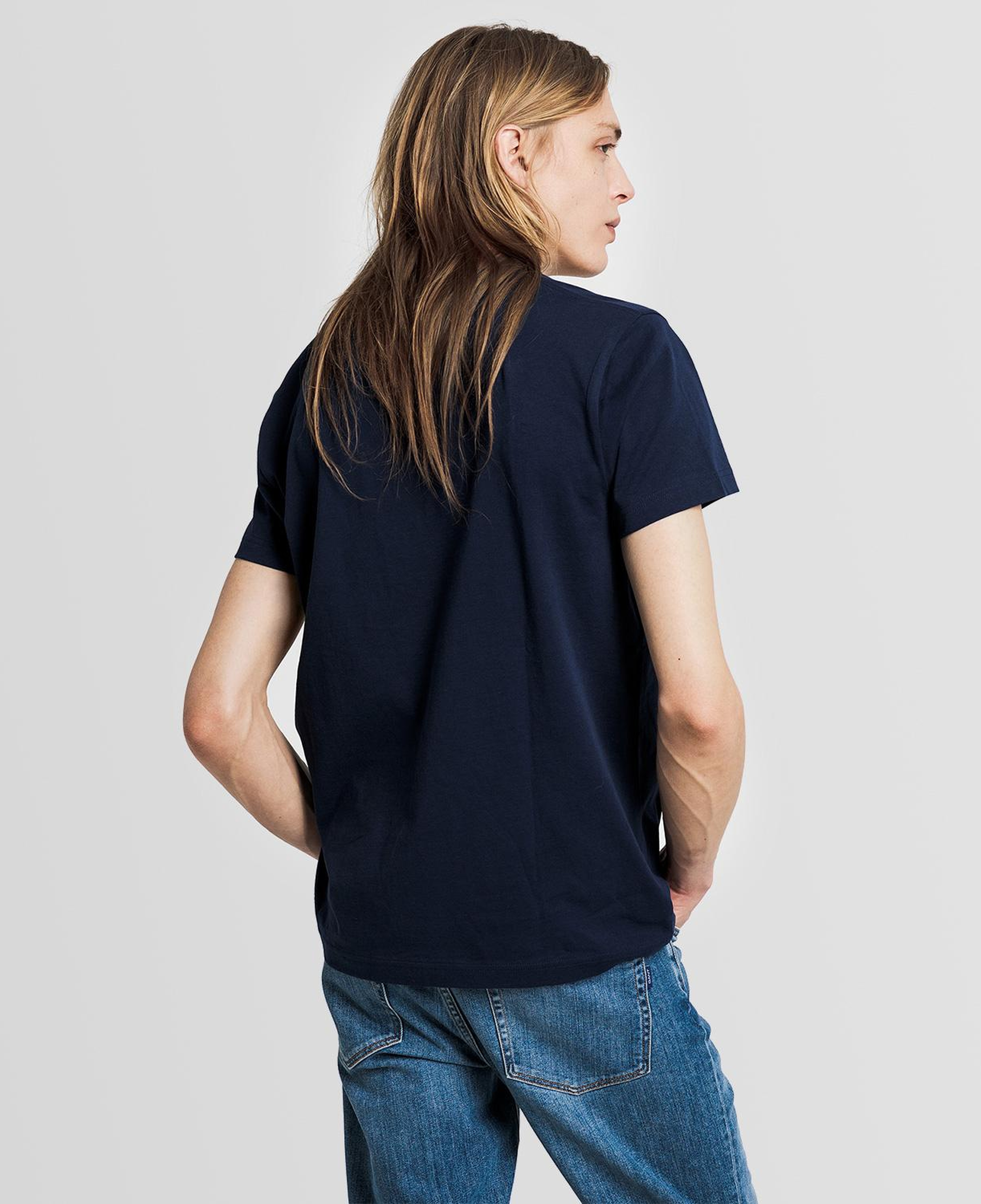 GANT Erkek Lacivert Regular Fit Bisiklet Yaka T-Shirt