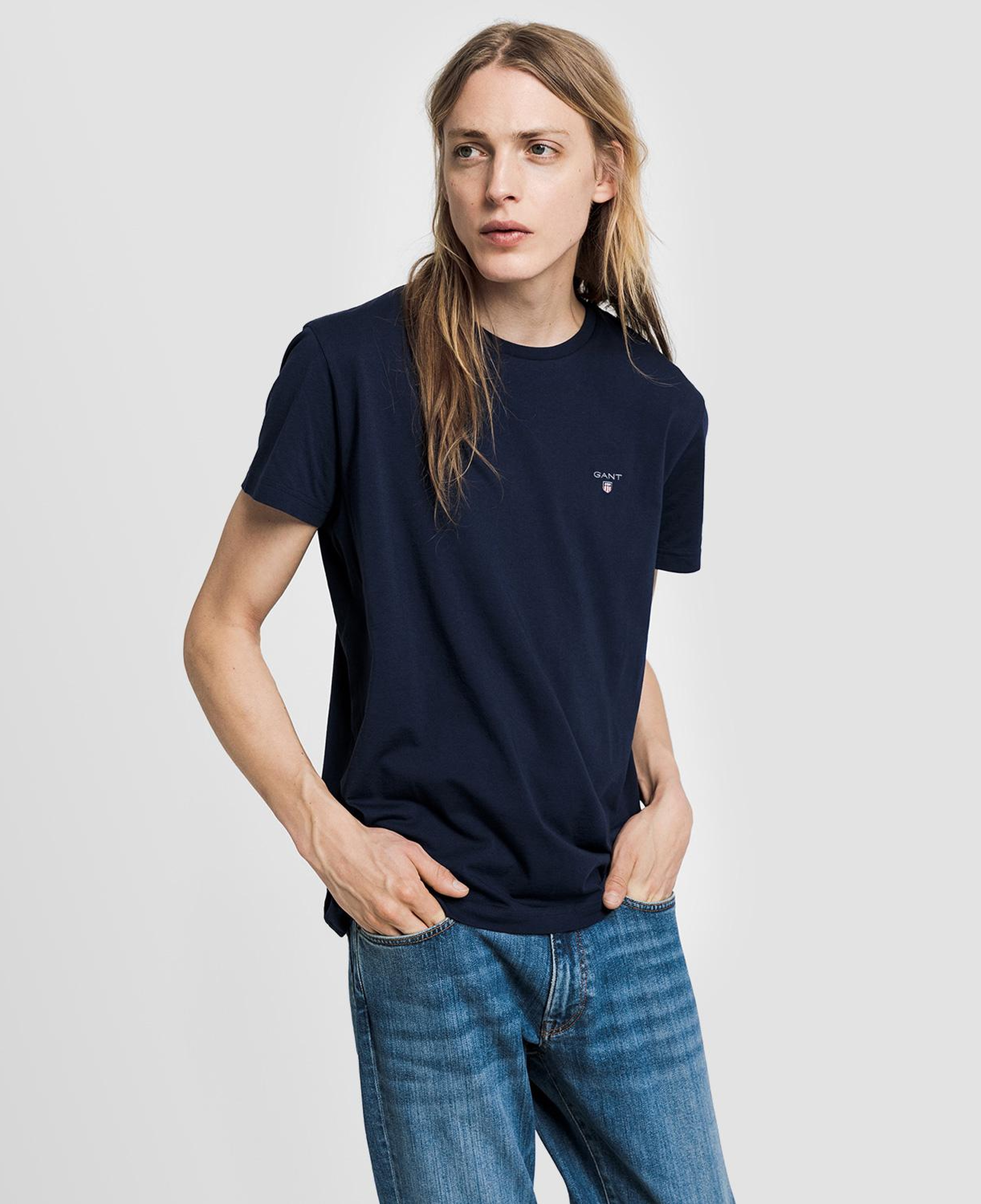 GANT Erkek Lacivert Regular Fit Bisiklet Yaka T-Shirt