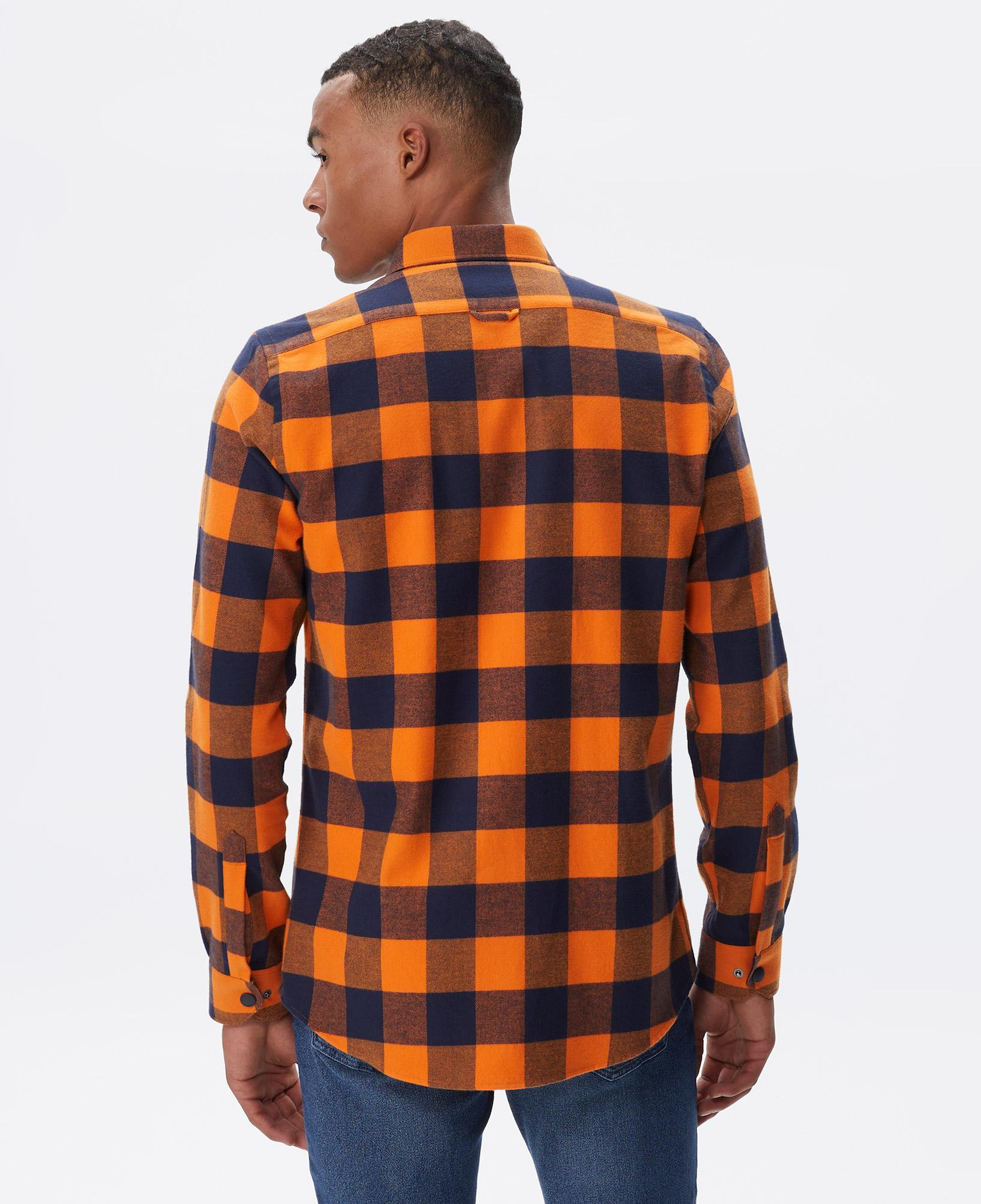 Erkek Slim Fit Ekose Lacivert Gömlek