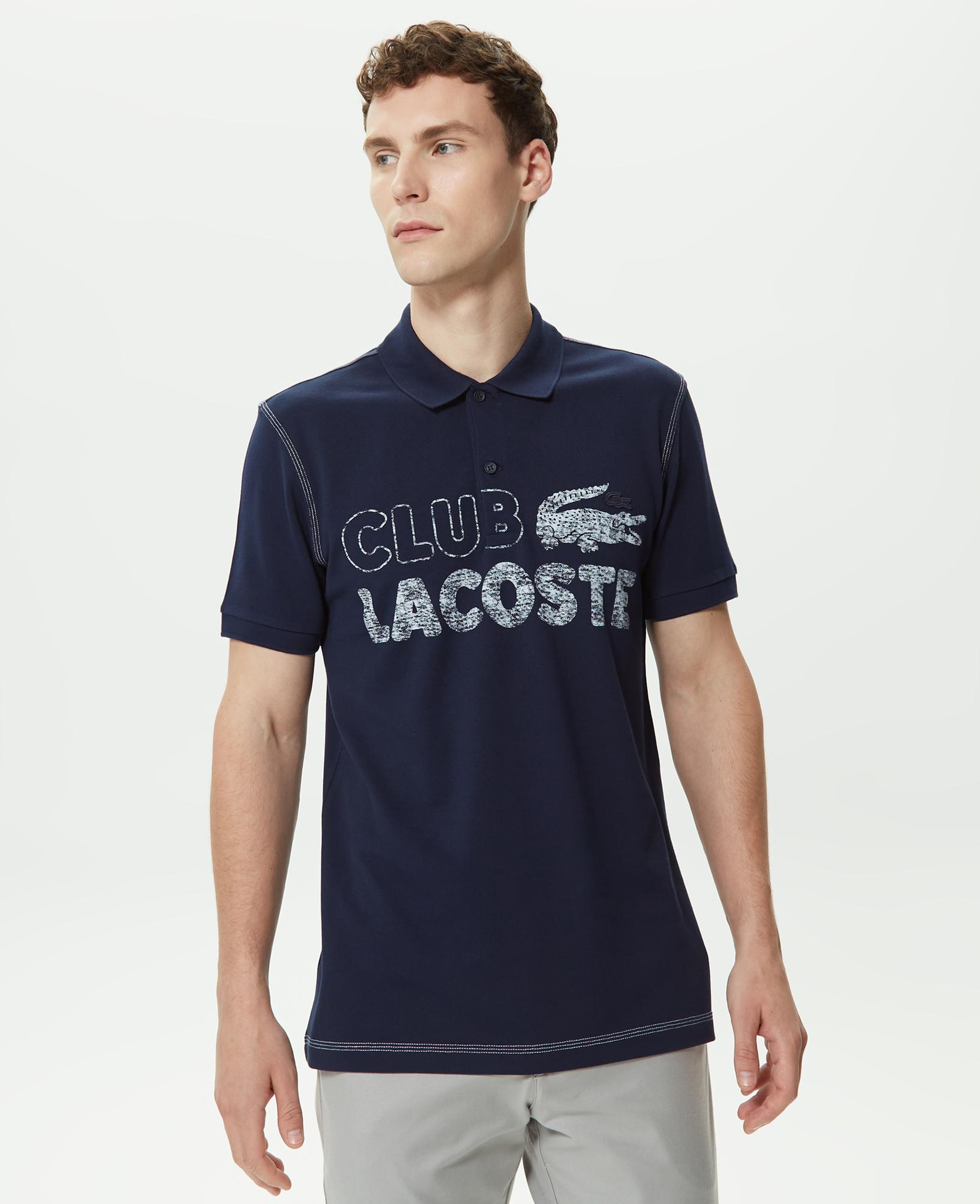 Erkek Regular Fit Baskılı Lacivert Polo