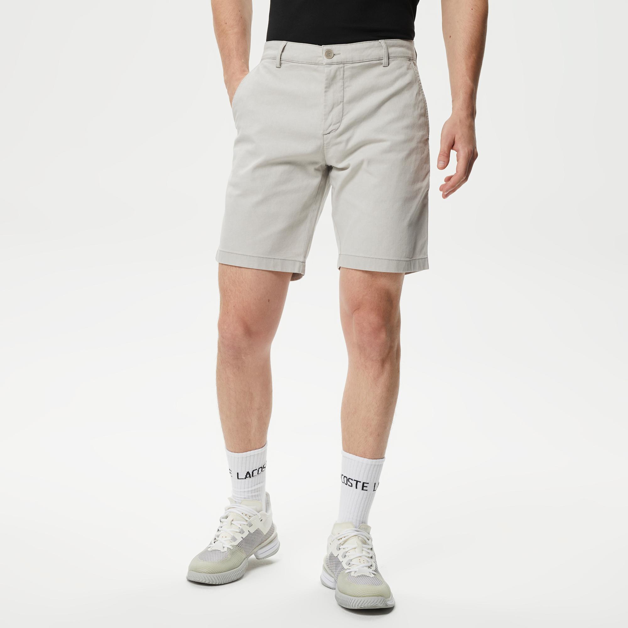 Erkek Slim Fit Organik Pamuk Gri Bermuda