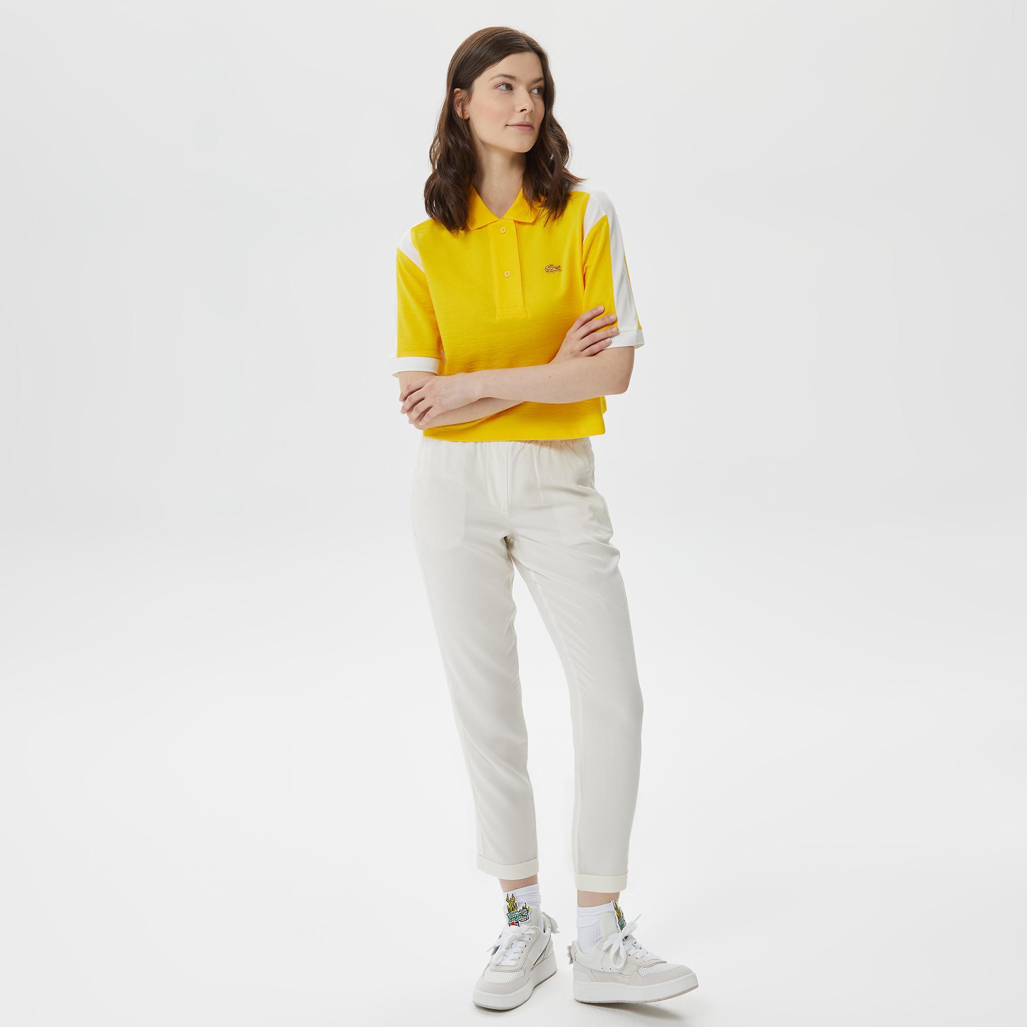 Kadın Loose Fit Renk Bloklu Sarı Polo