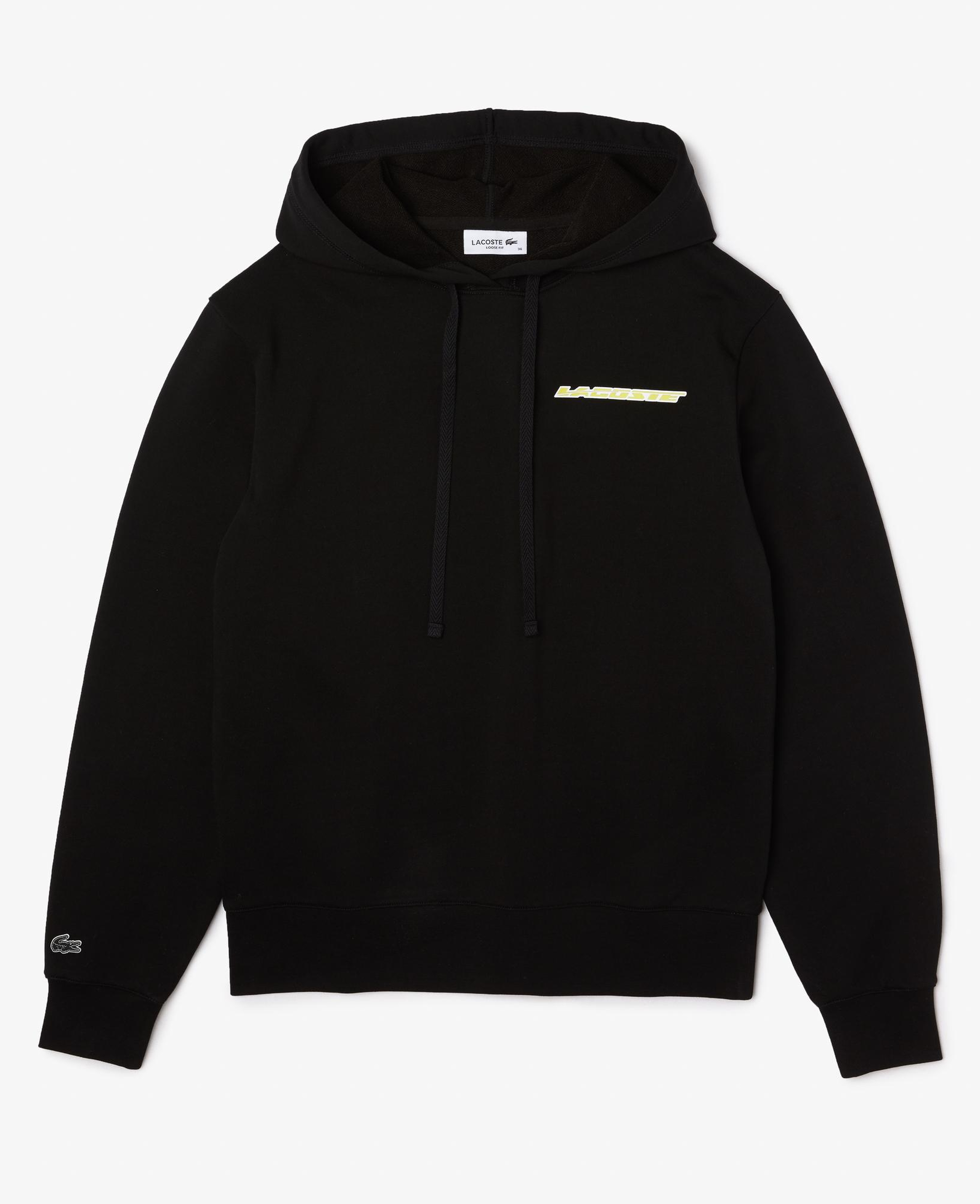 Kadın Loose Fit Kapüşonlu Baskılı Siyah Sweatshirt