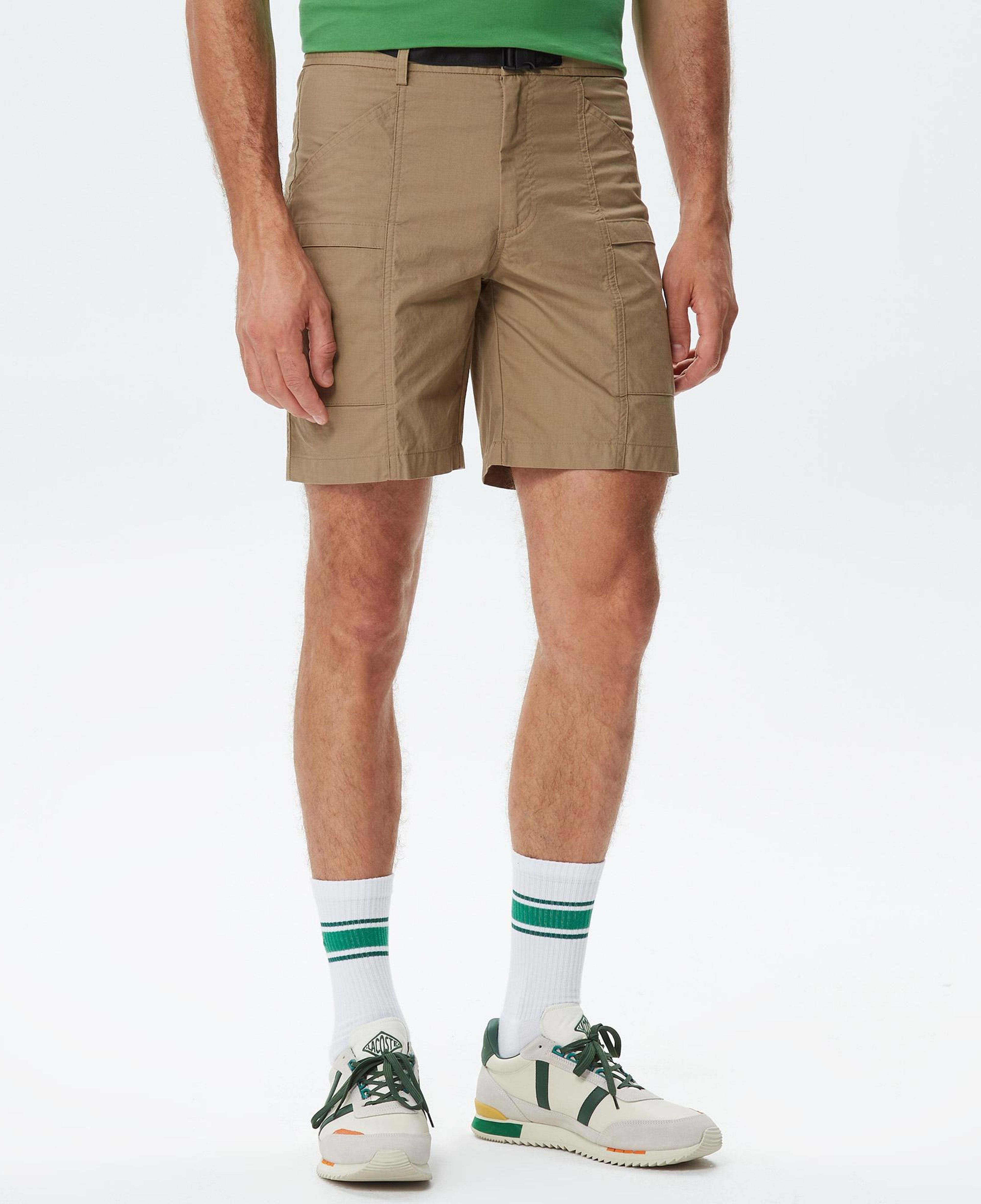 Erkek Regular Fit Bej Bermuda