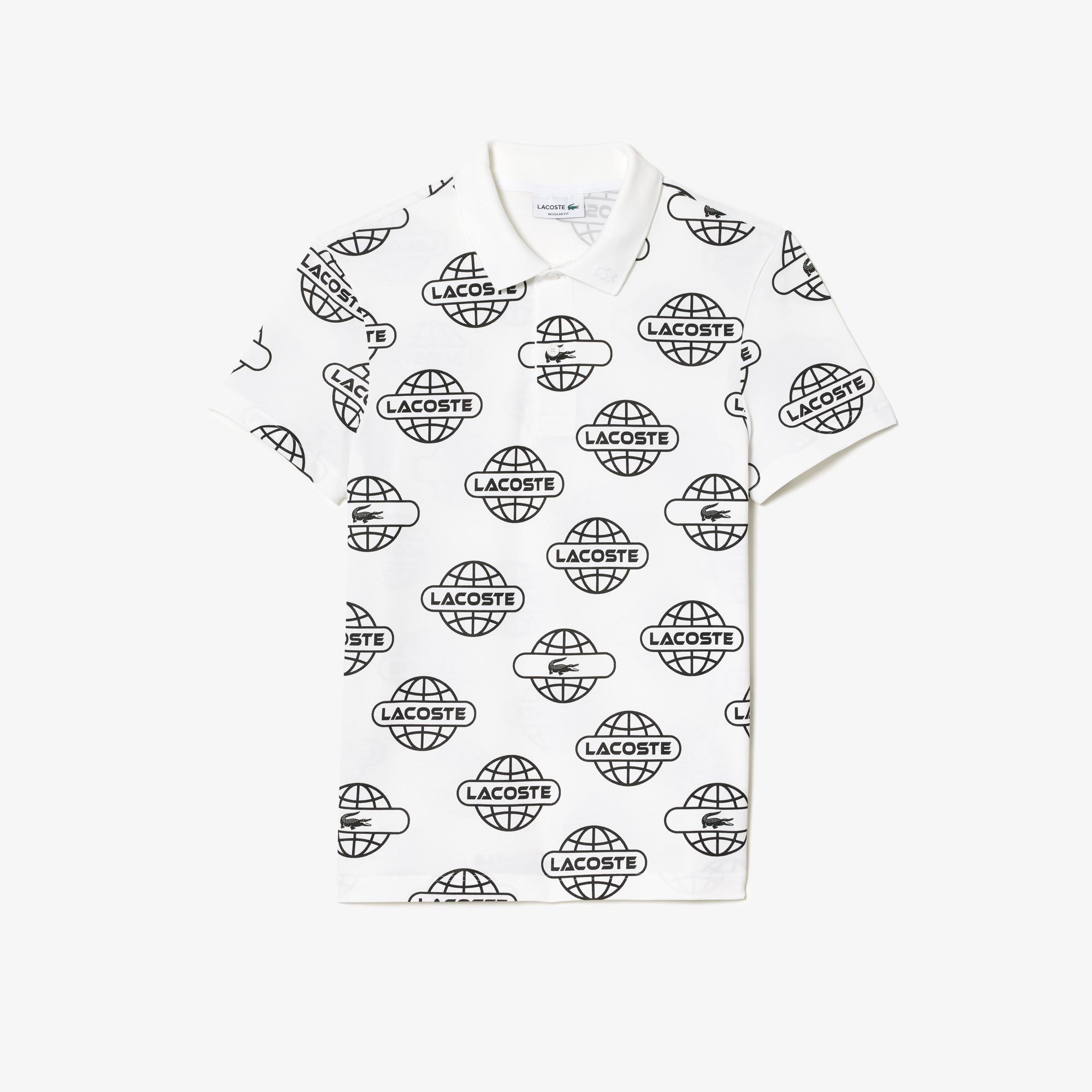 Lacoste Movement Erkek Regular Fit Organik Pamuk Baskılı Beyaz Polo