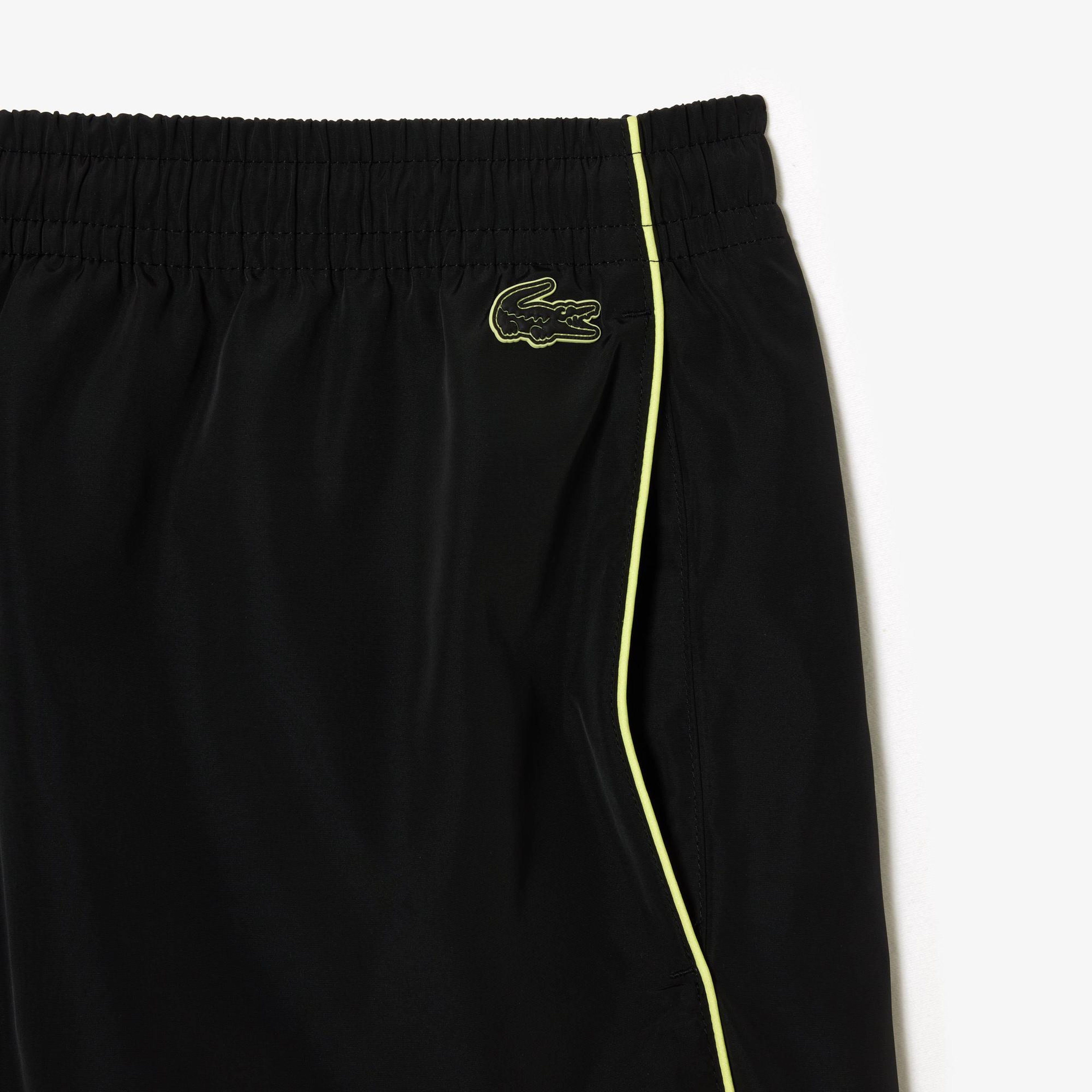 Erkek Relaxed Fit Baskılı Siyah Şort