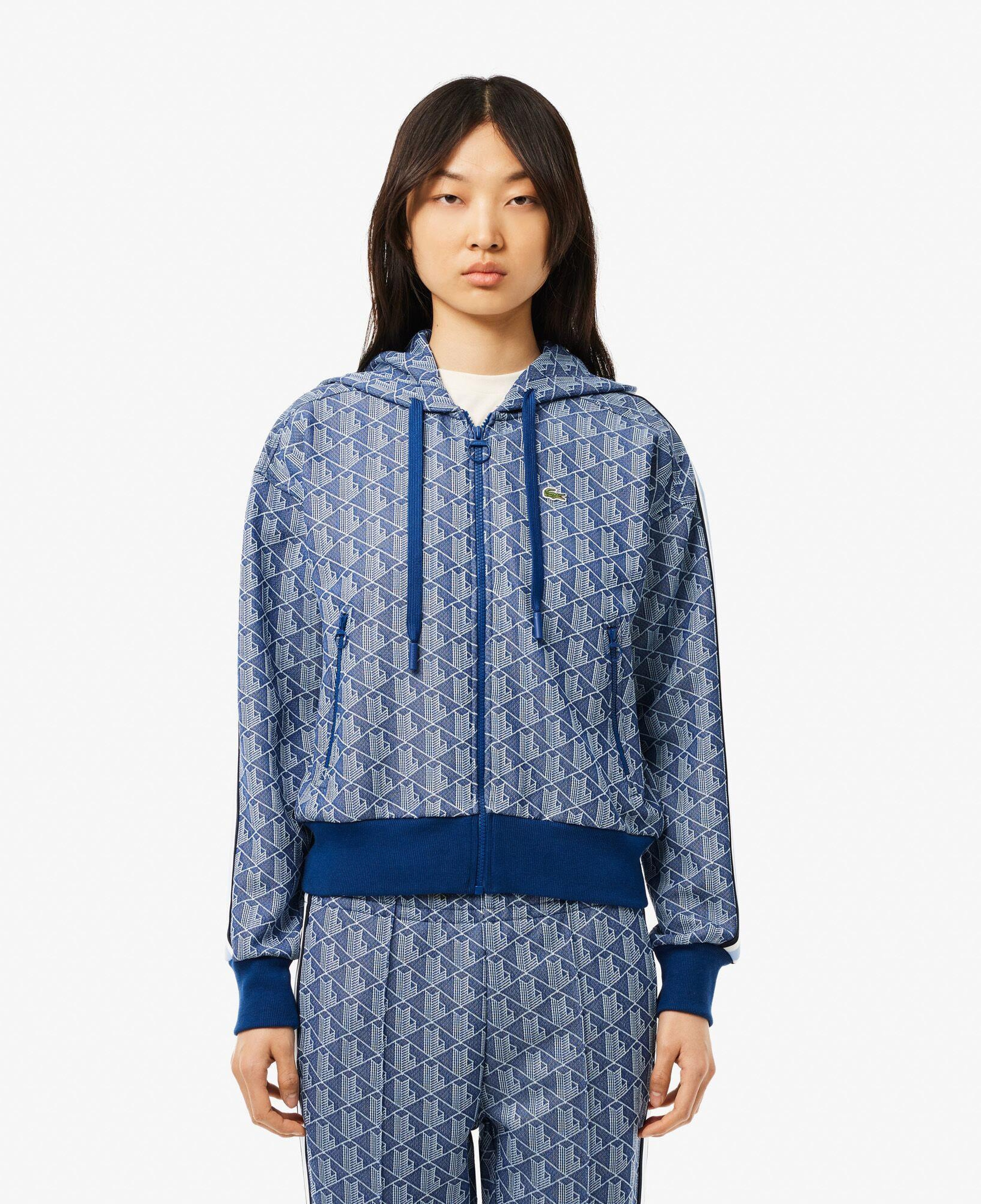 Lacoste Kadın Regular Fit Kapüşonlu Monogram Koyu Mavi Sweatshirt