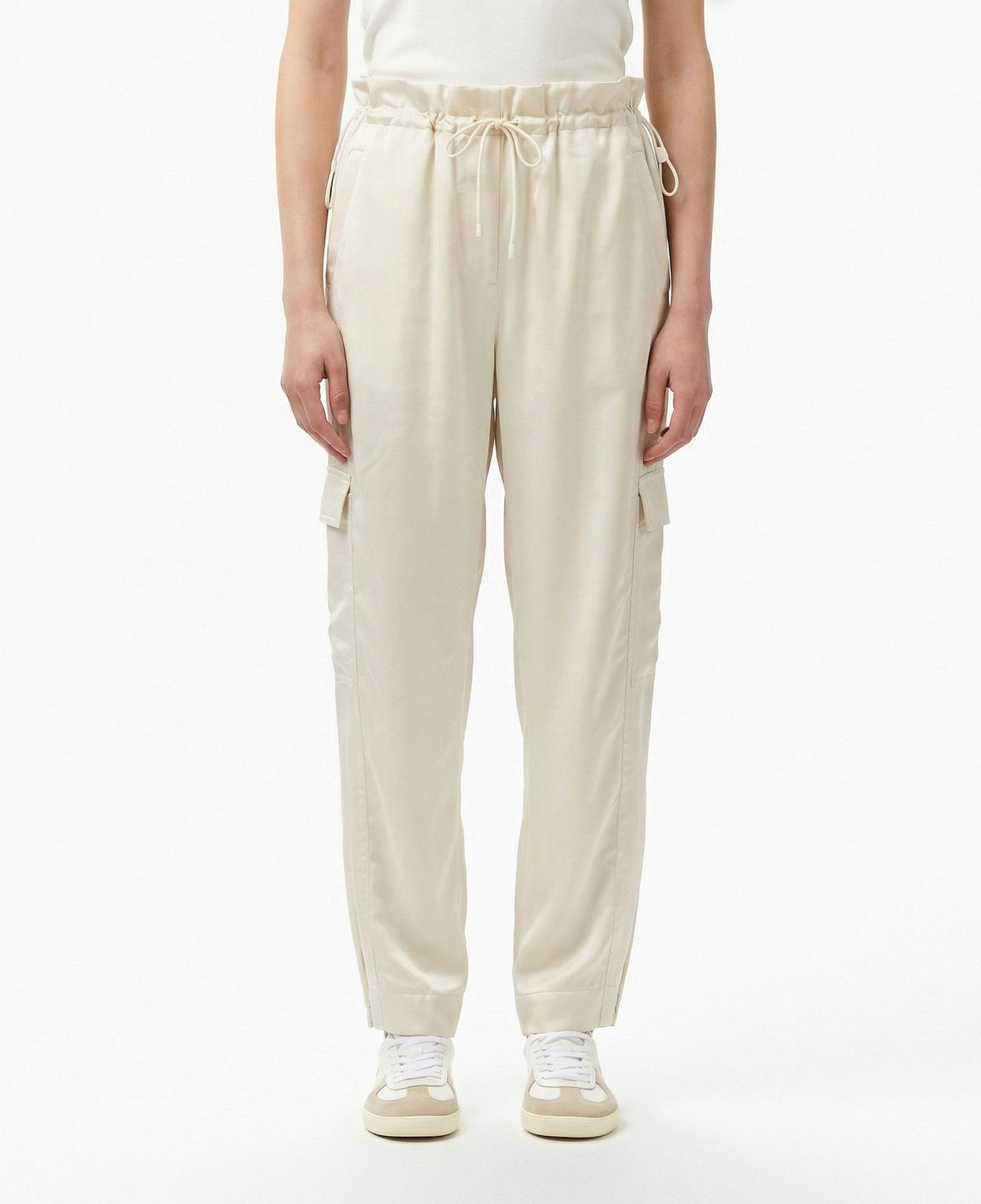 Kadın Oversize Fit Krem Kargo Pantolon