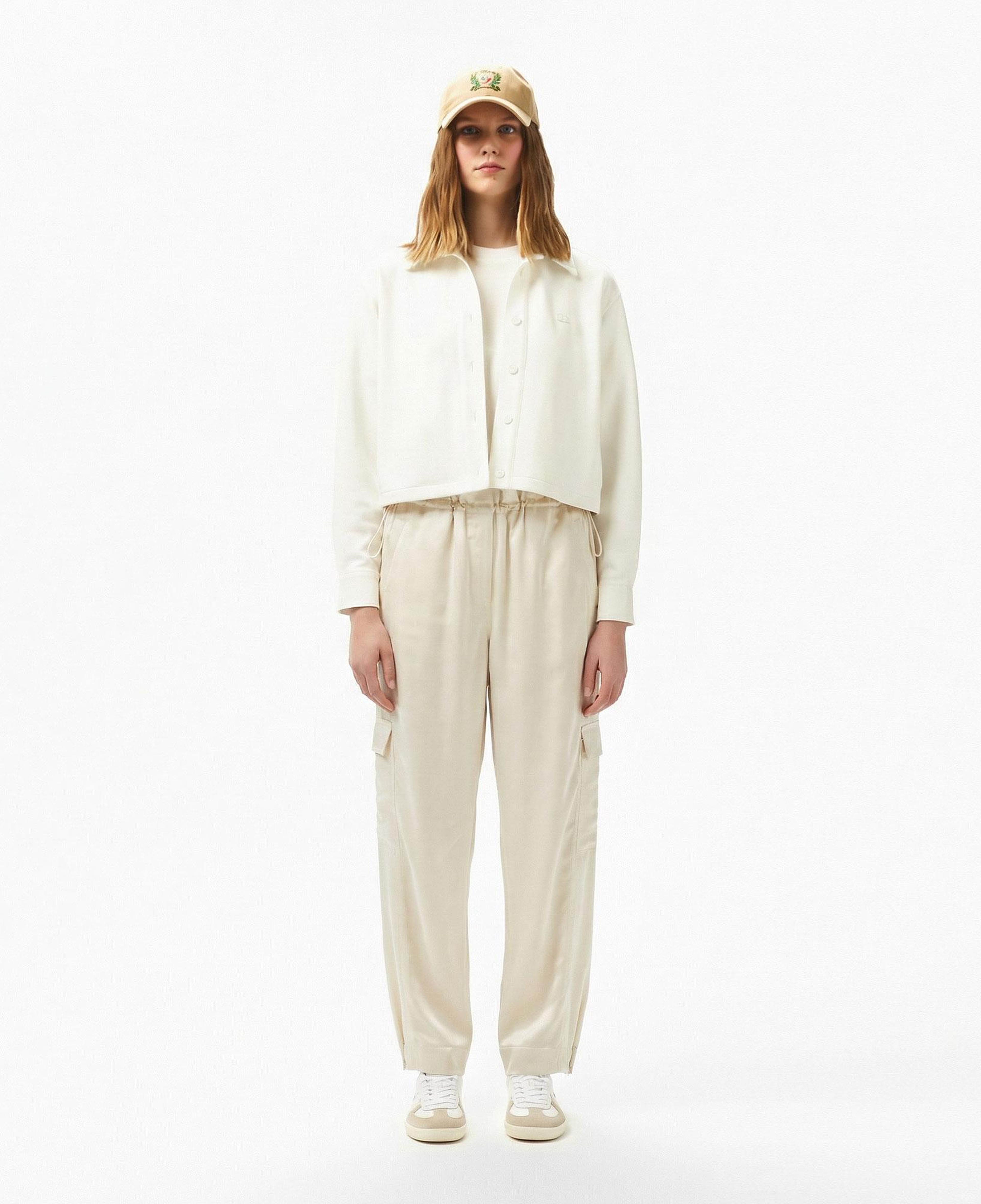 Kadın Oversize Fit Krem Kargo Pantolon