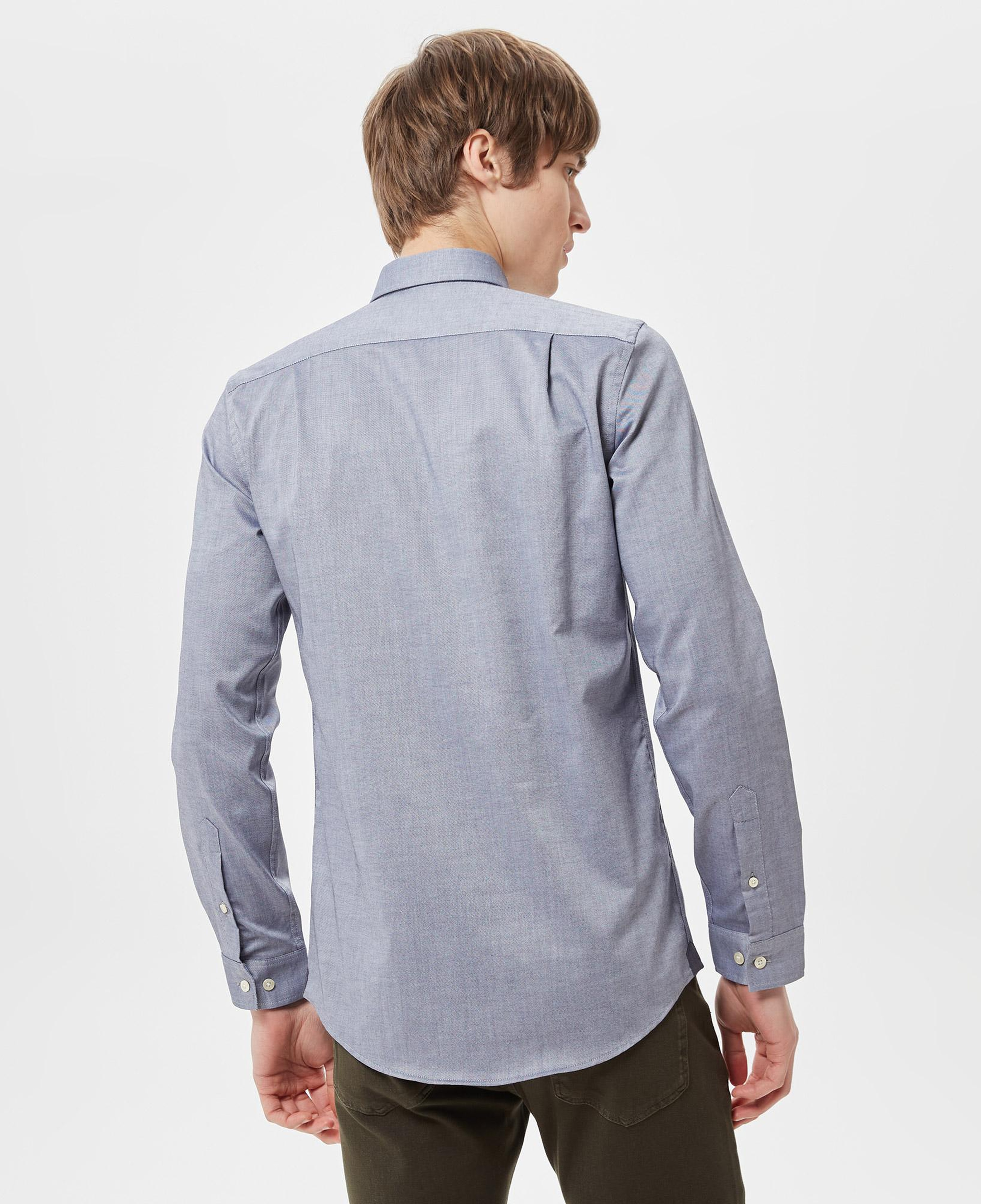 Erkek Slim Fit Düğmeli Yaka Lacivert Gömlek