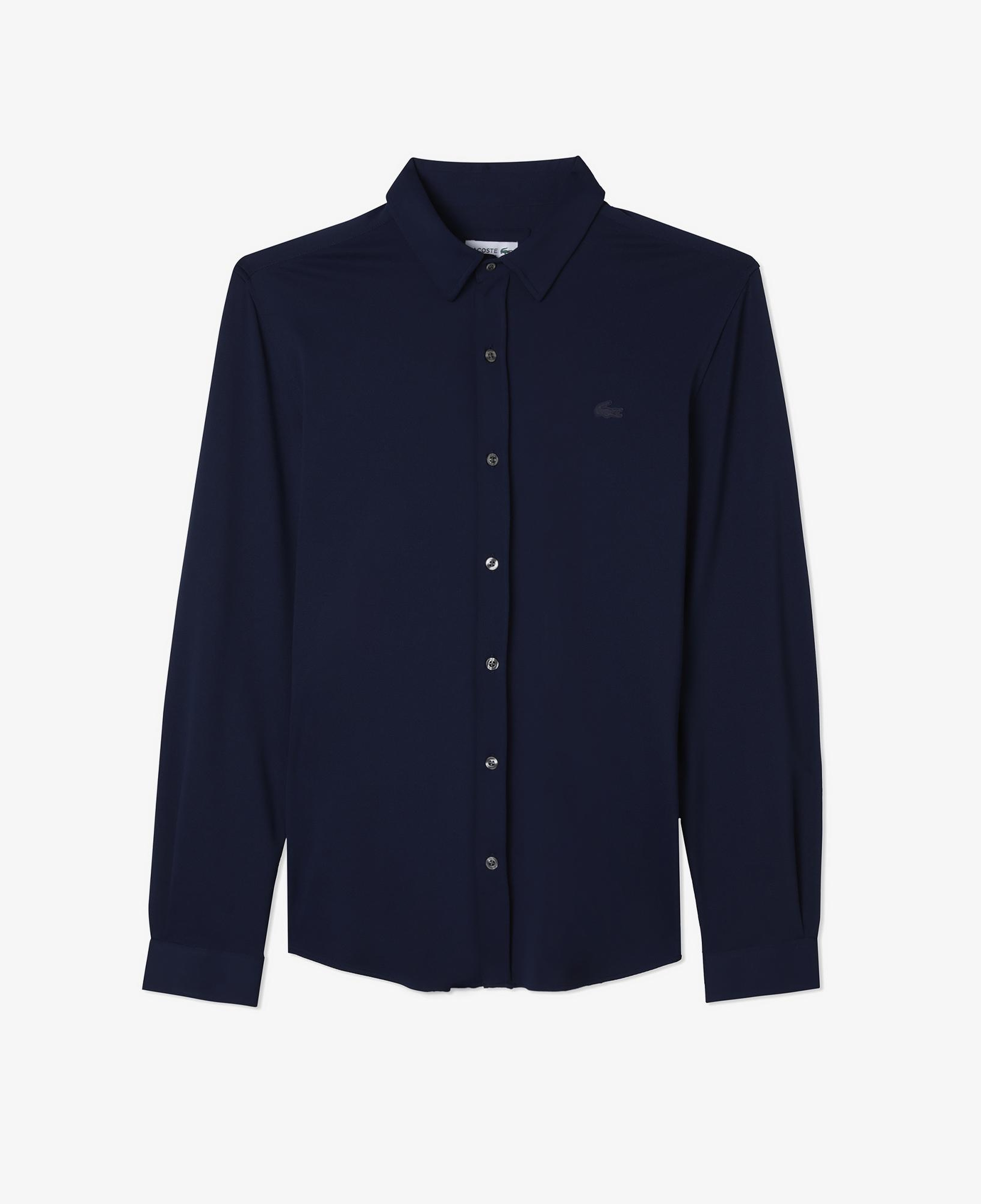 Erkek Slim Fit Düğmeli Yaka Lacivert Gömlek