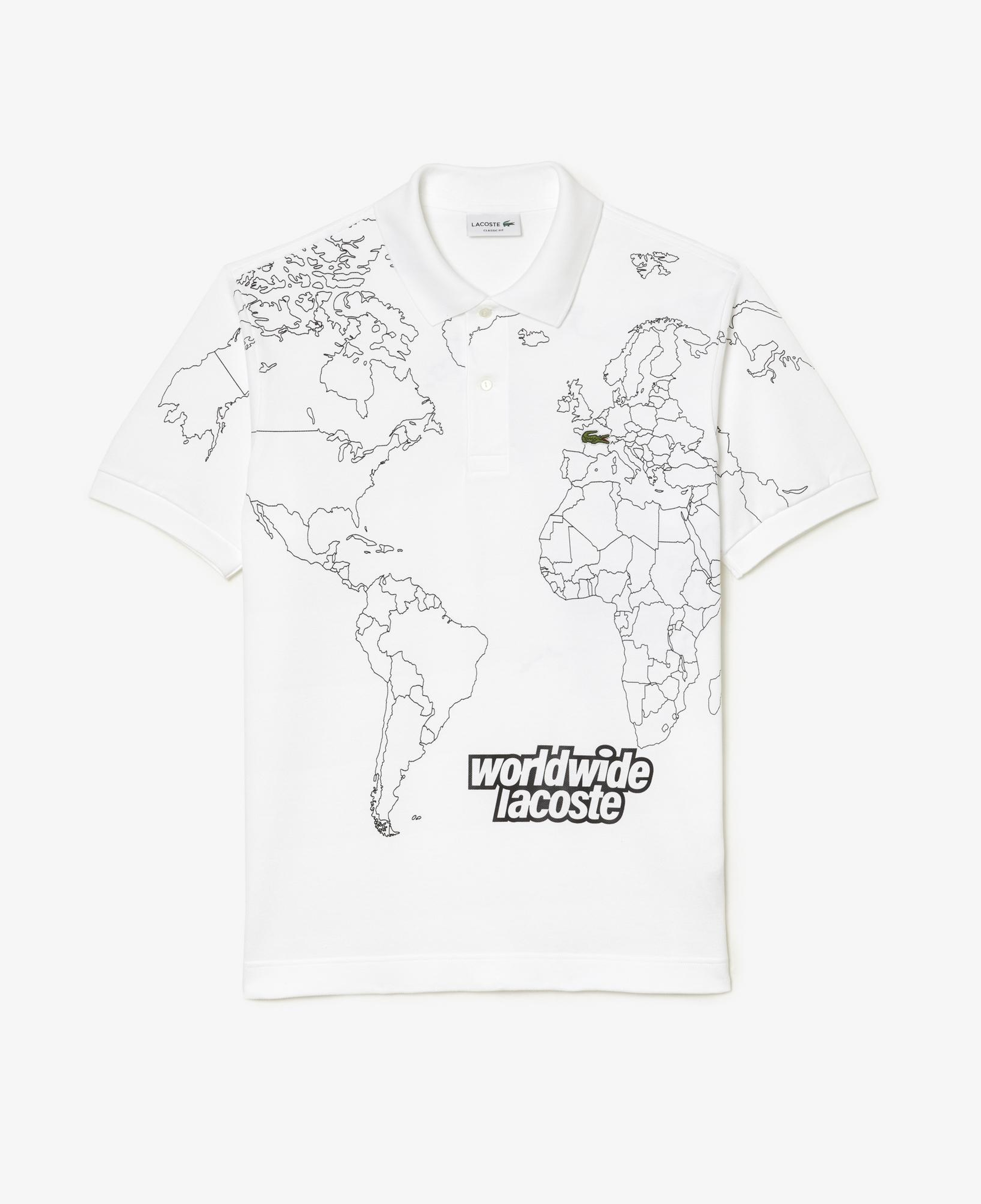 Erkek Classic Fit Baskılı Beyaz Polo