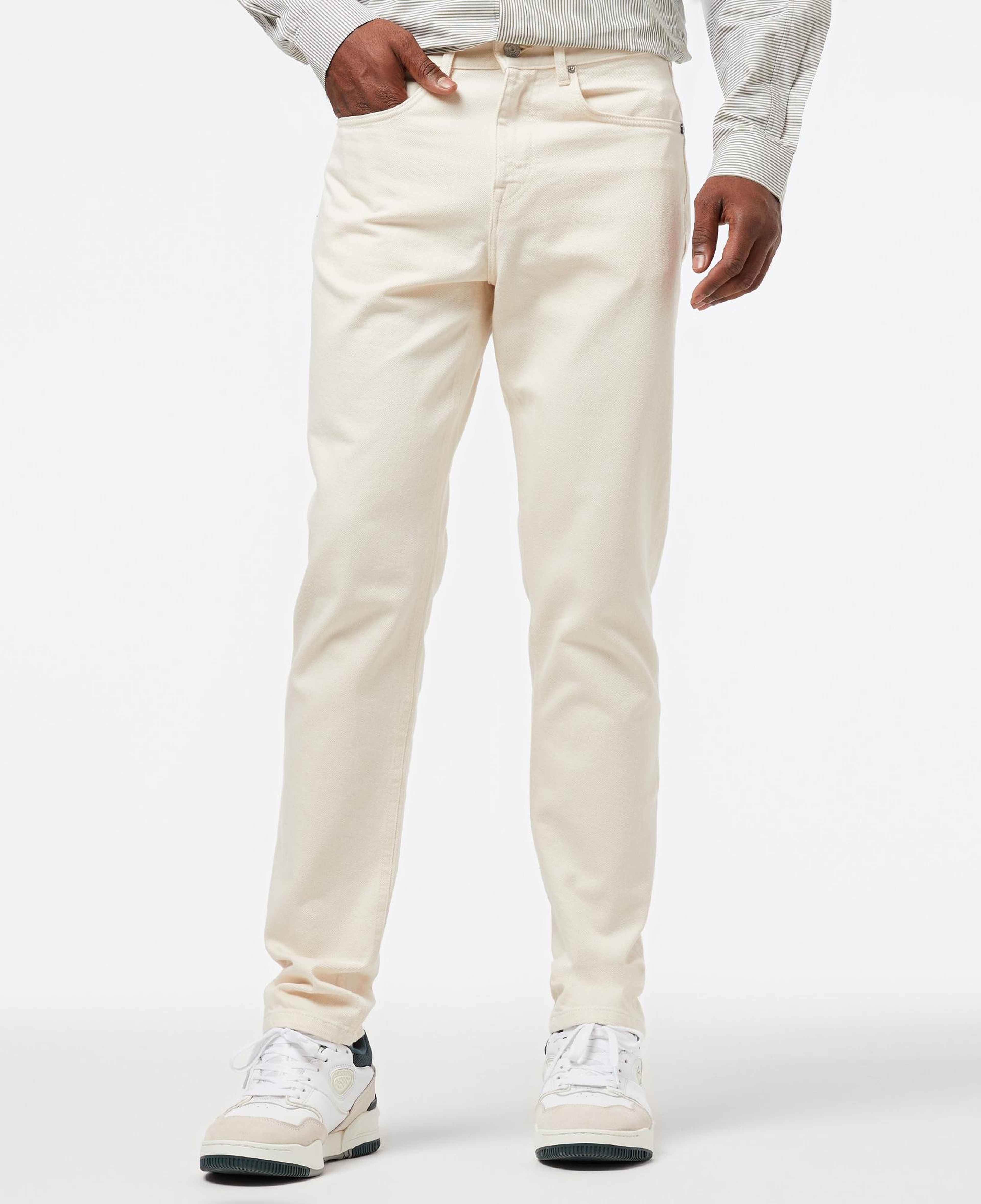 Erkek Slim Fit Chino Beyaz Pantolon