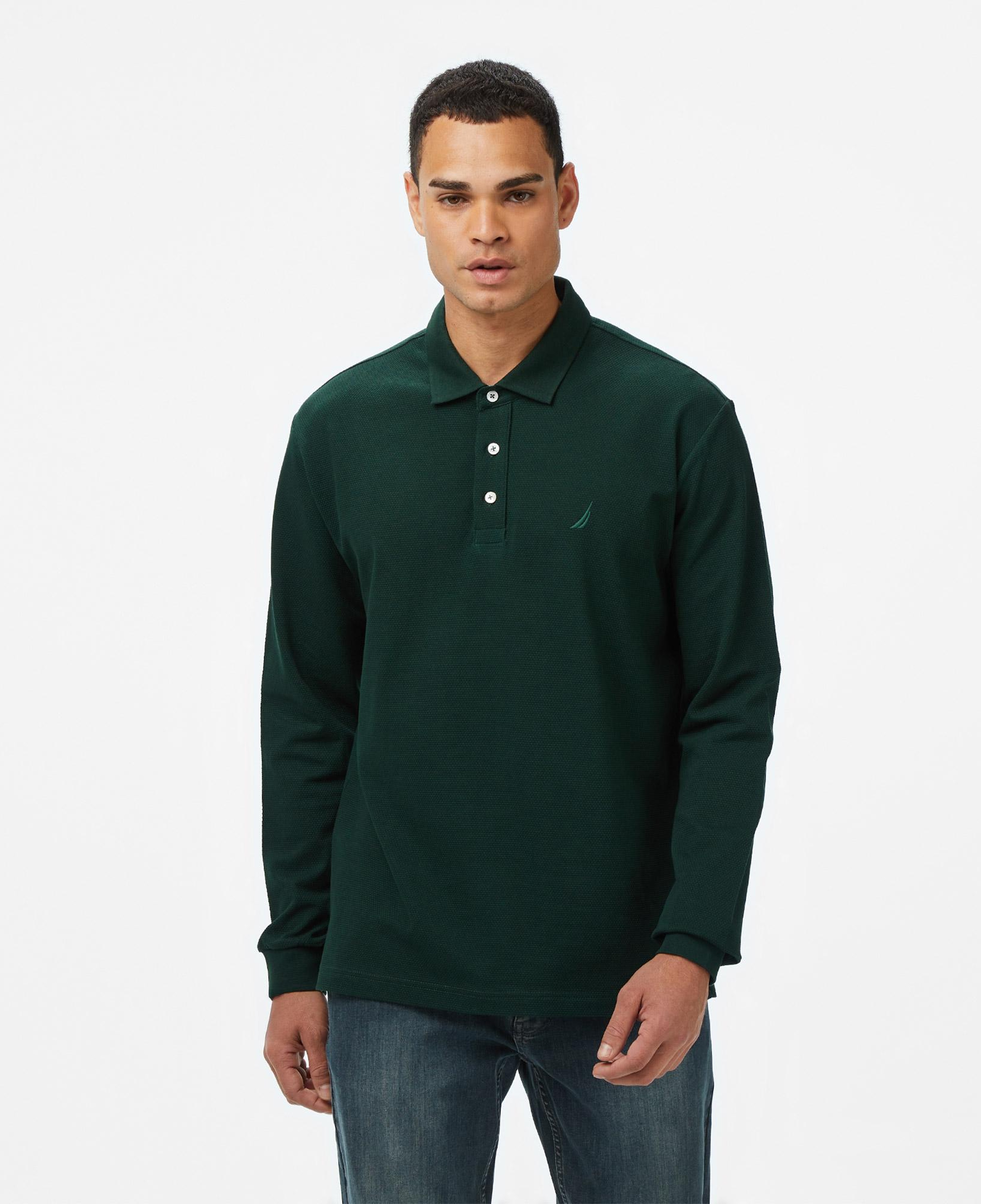 Nautica Erkek Yeşil Classic Fit Uzun Kollu Polo Yaka T-Shirt