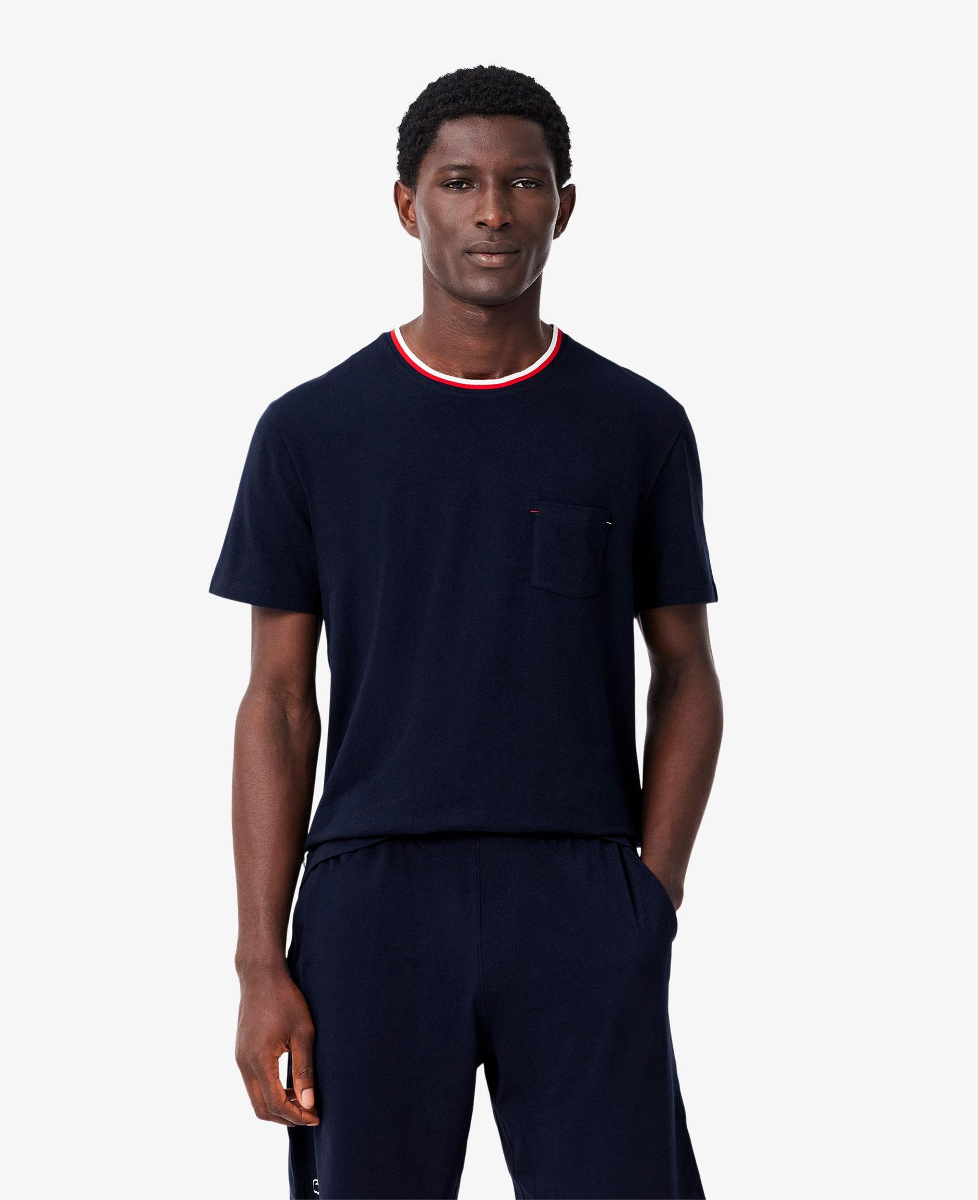 Erkek Relaxed Fit Kısa Kollu Bisiklet Yaka Lacivert Pijama Üstü