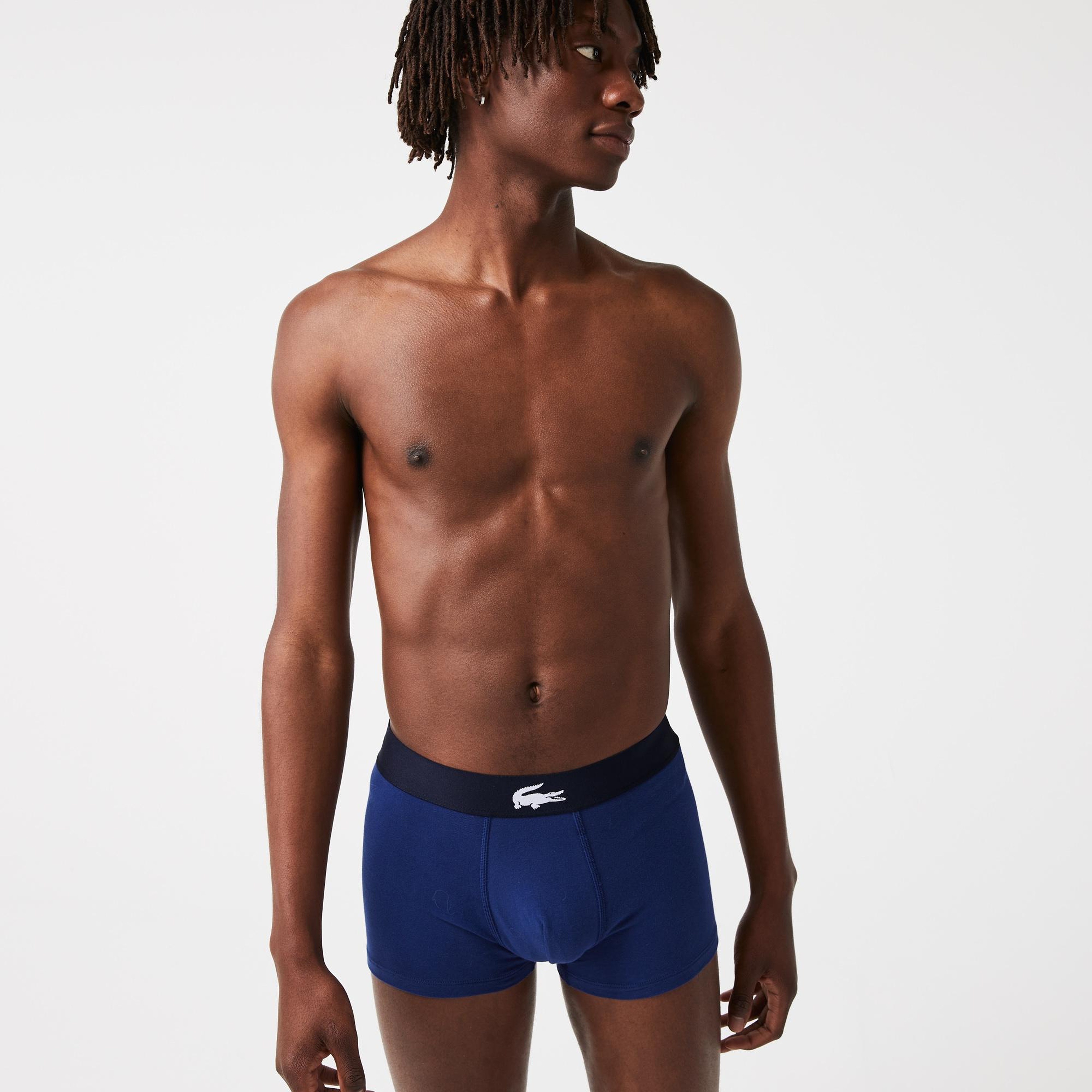 Lacoste Erkek Desenli 3'lü Lacivert Boxer