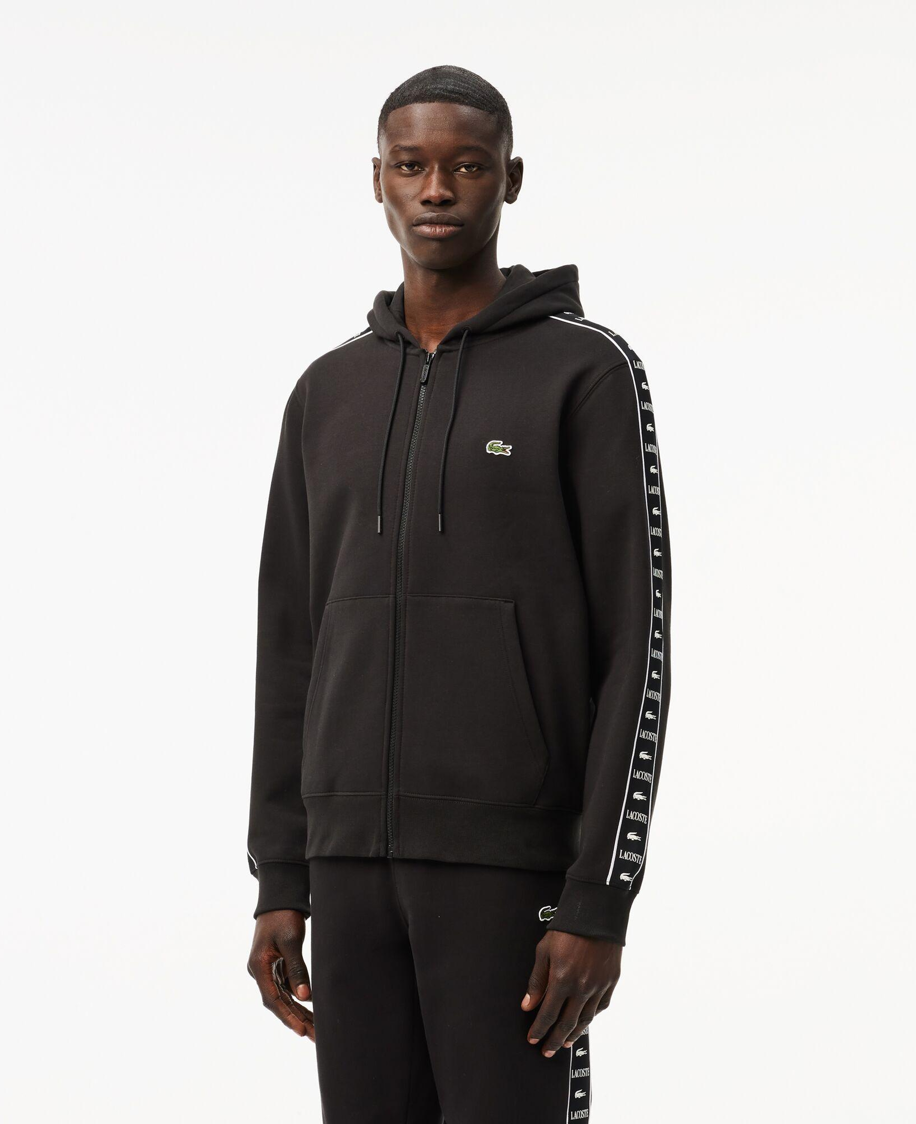 Erkek Classic Fit Kapüşonlu Baskılı Siyah Sweatshirt