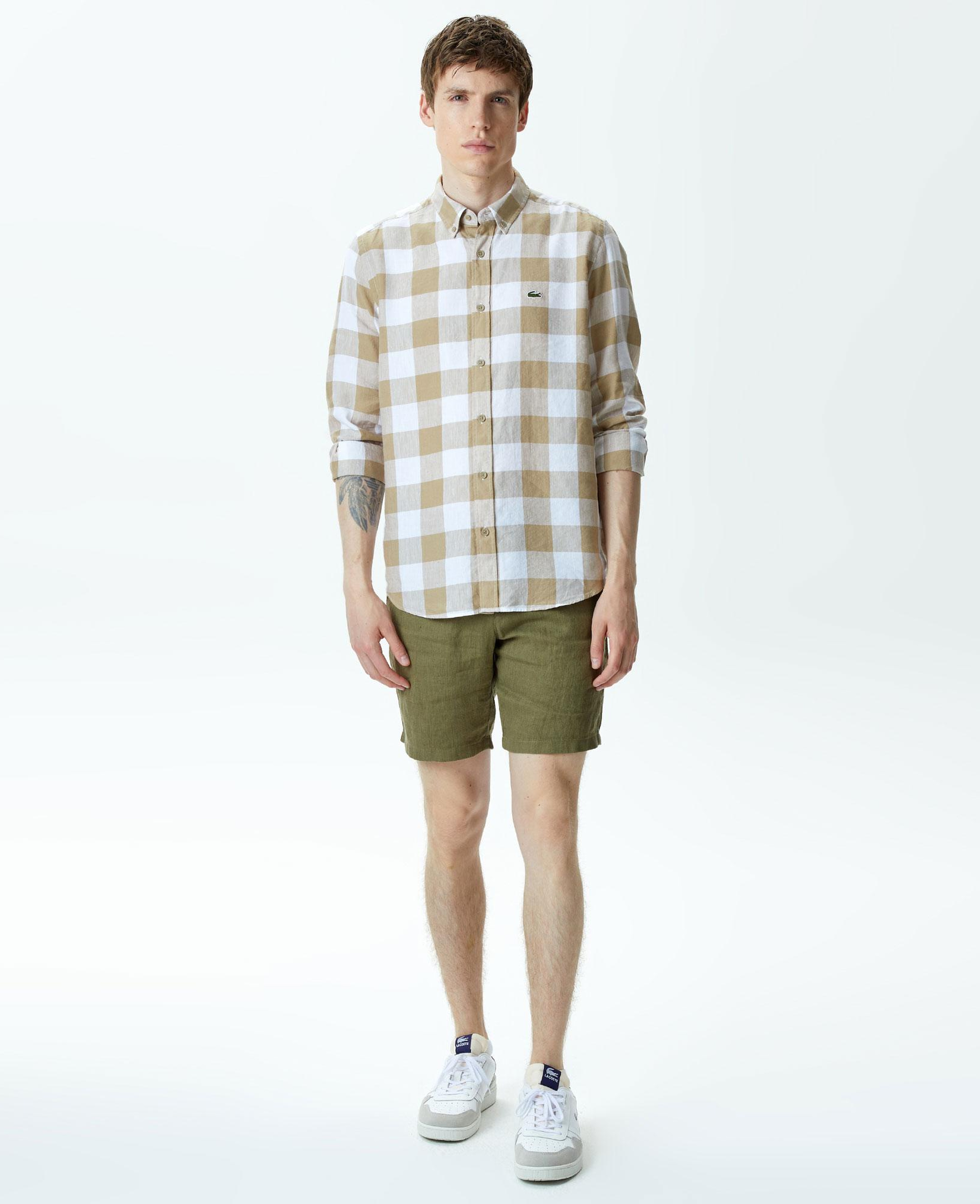 Lacoste Erkek Slim Fit Keten Haki Bermuda