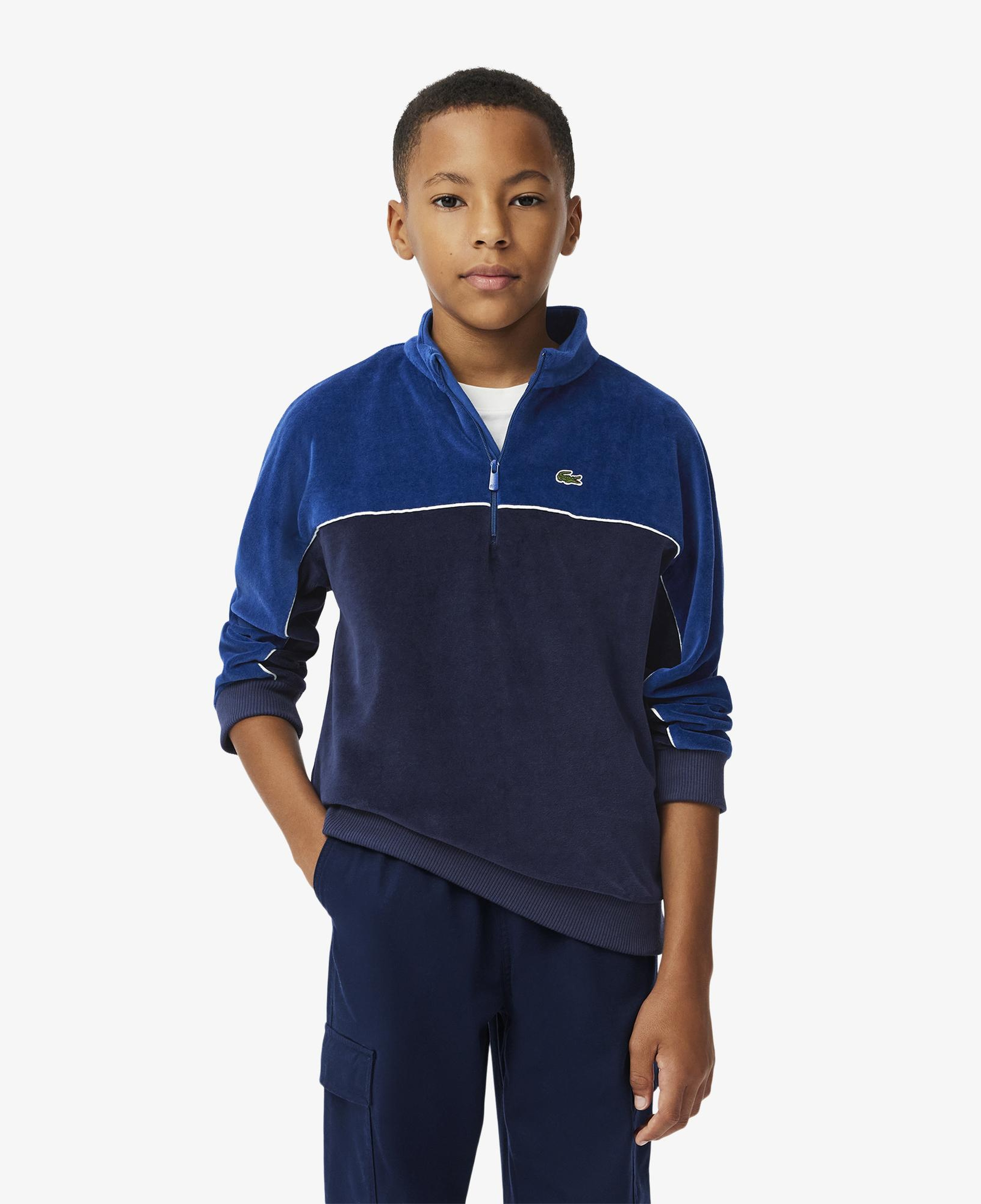 Lacoste Erkek Çocuk Renk Bloklu Lacivert Sweatshirt