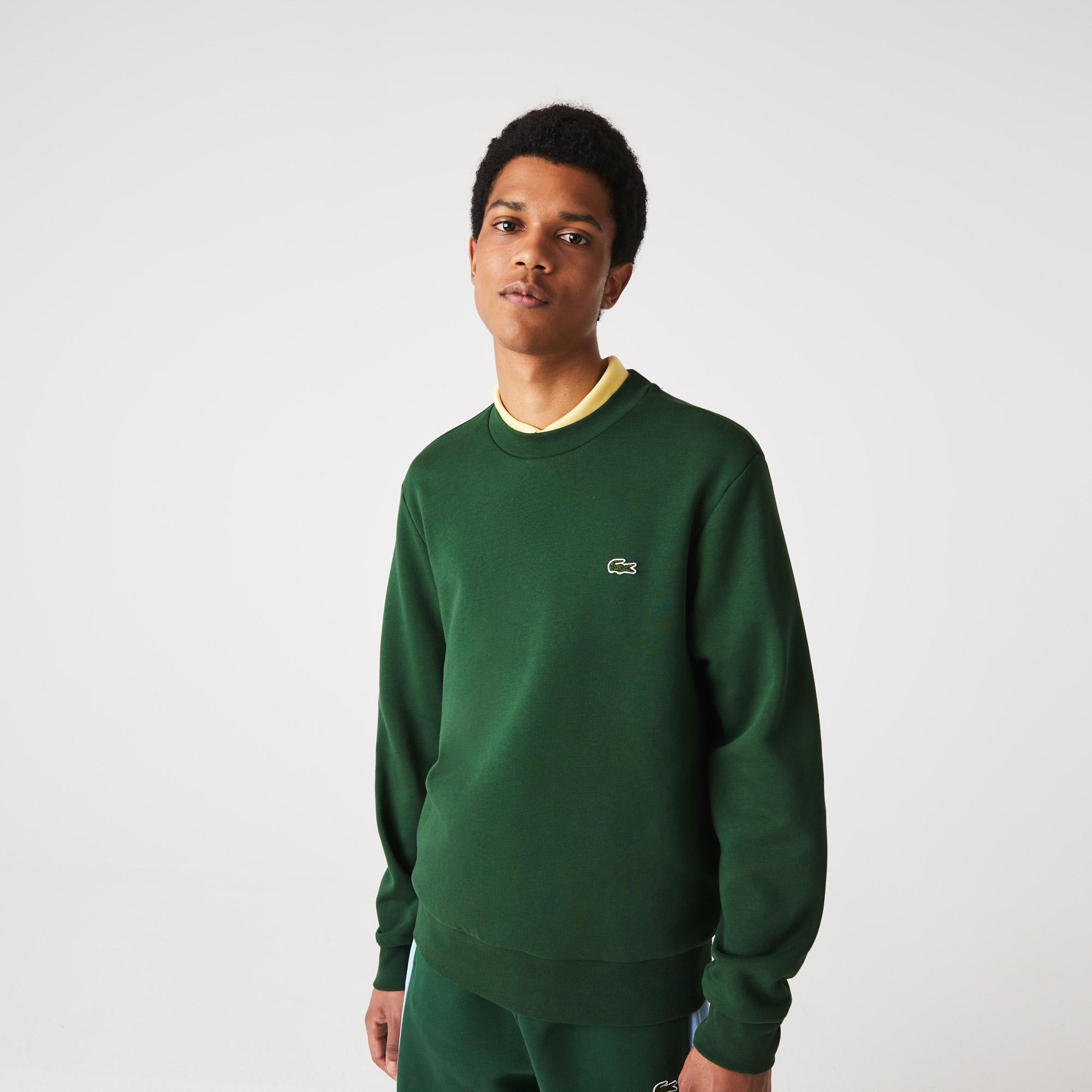 Erkek Classic Fit Bisiklet Yaka Yeşil Sweatshirt