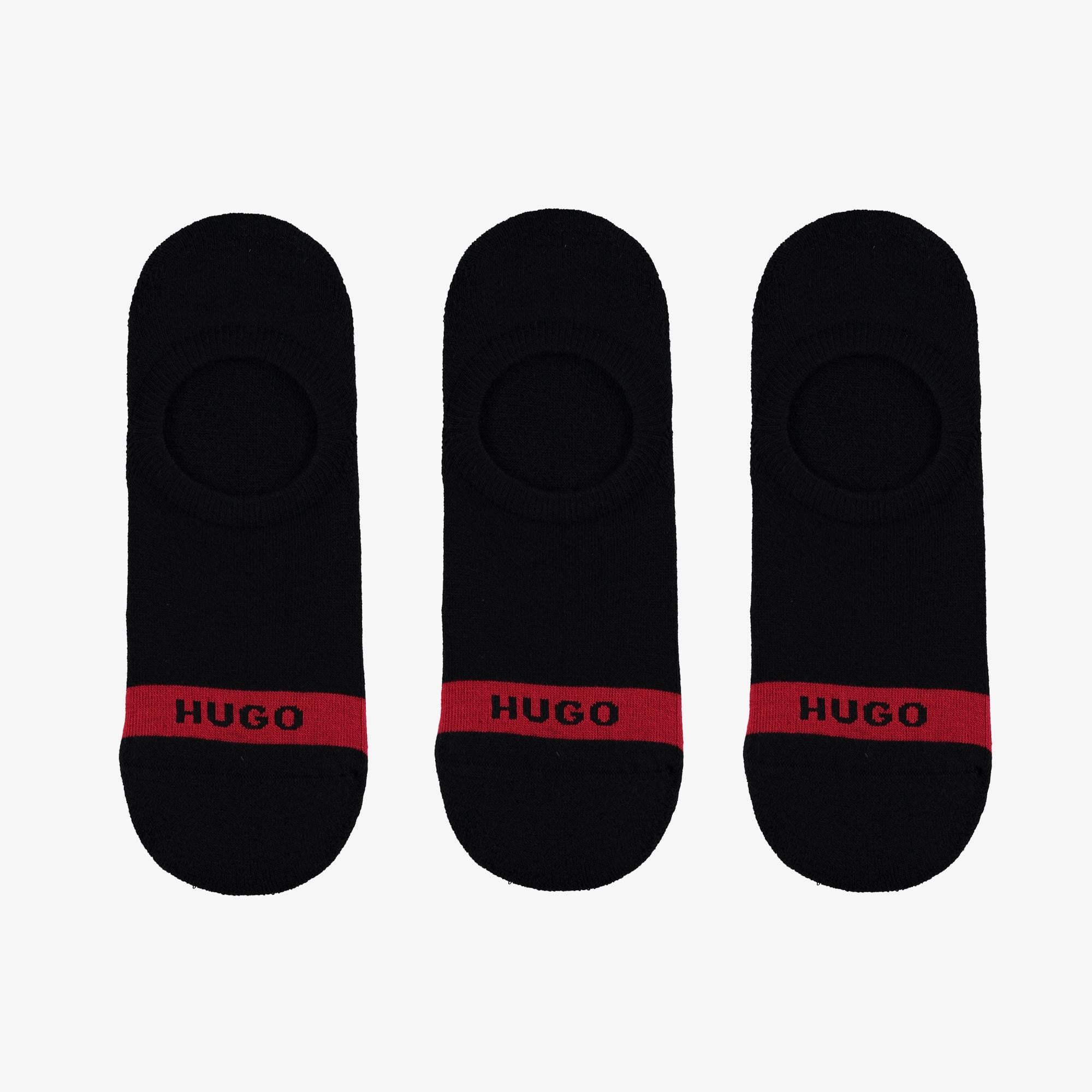 Hugo Plush Tape 3'lü Erkek Siyah Çorap