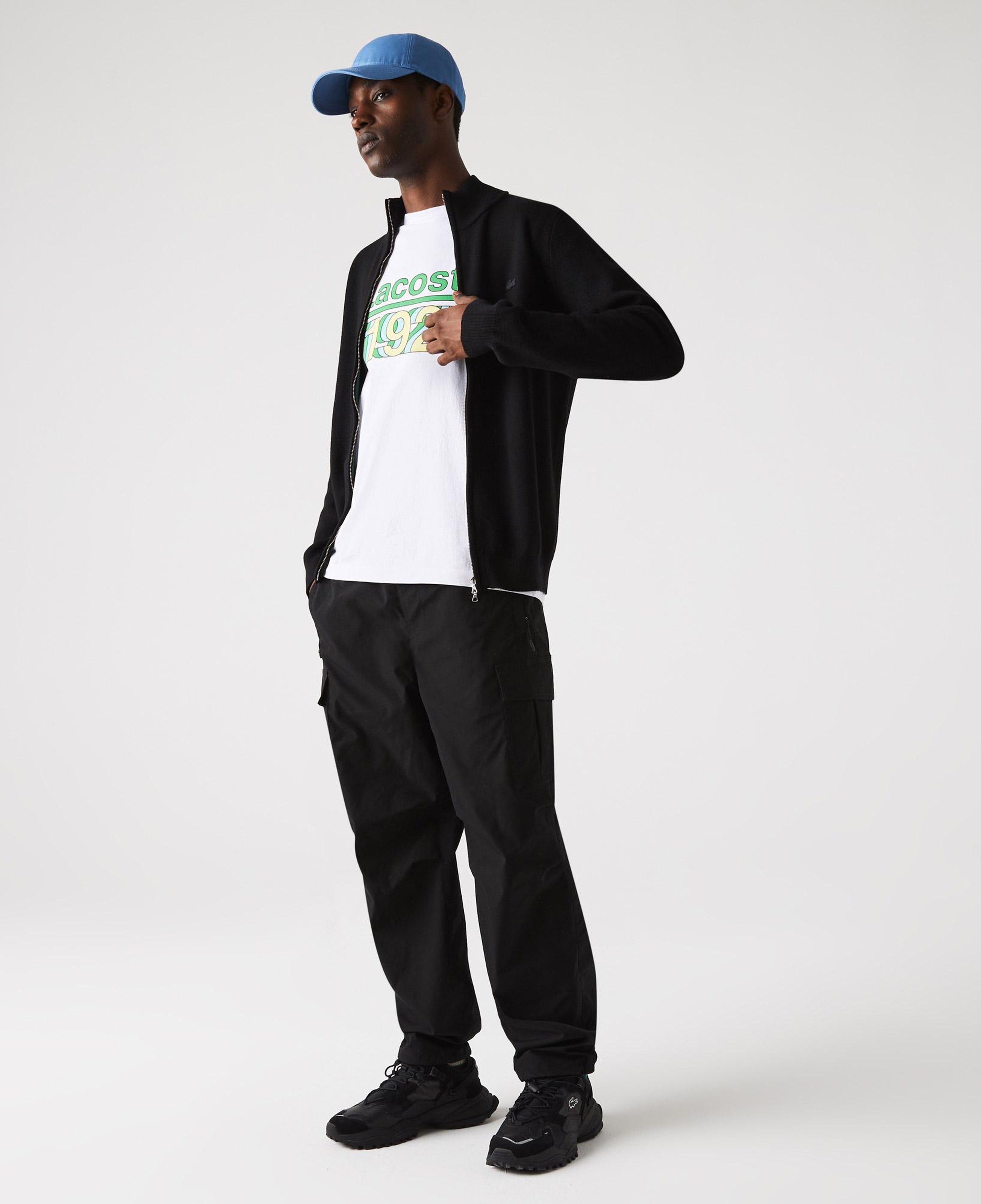 Lacoste Men's Zippered Stand-Up Neck Wool Cardigan
