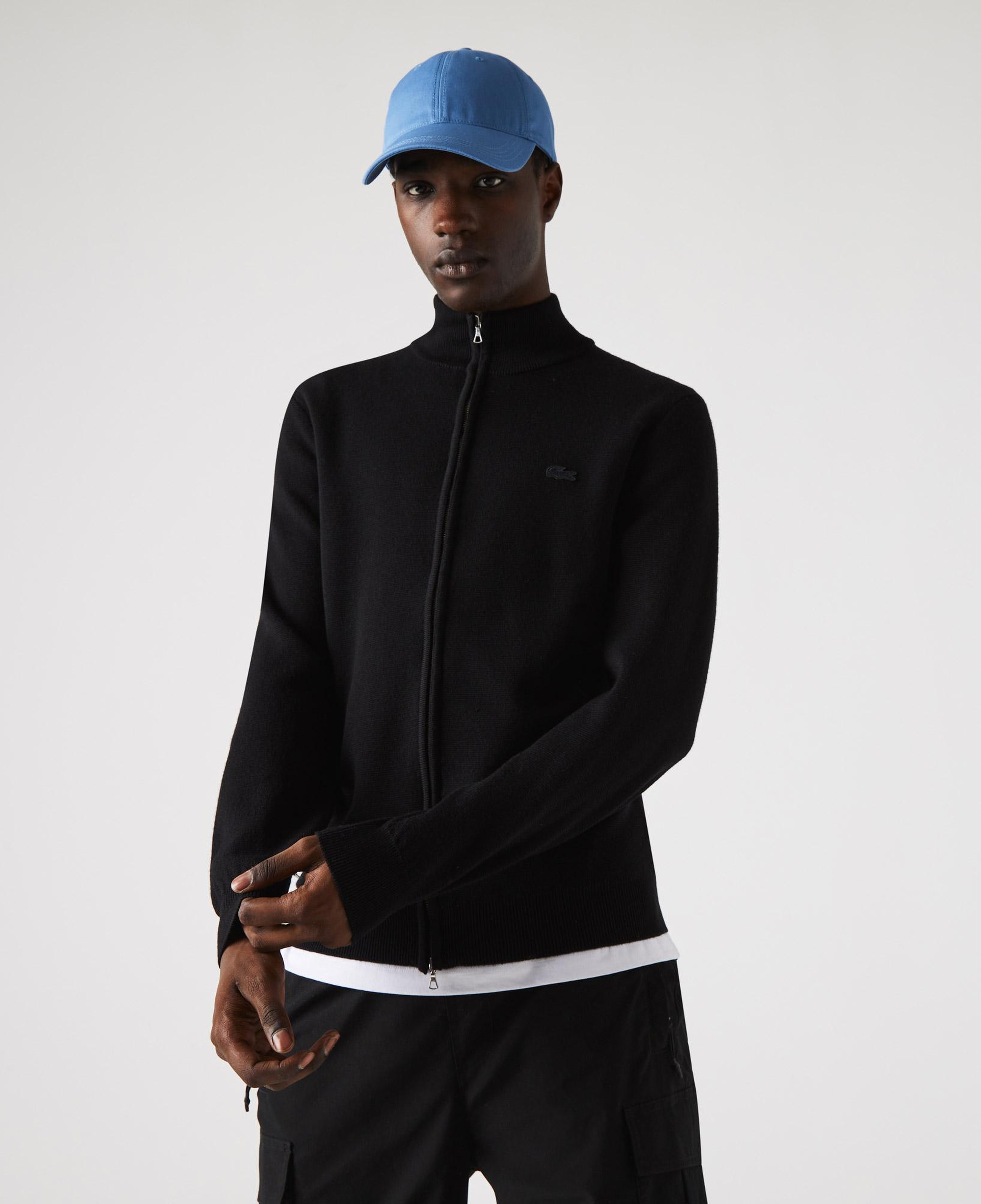 Lacoste Men's Zippered Stand-Up Neck Wool Cardigan