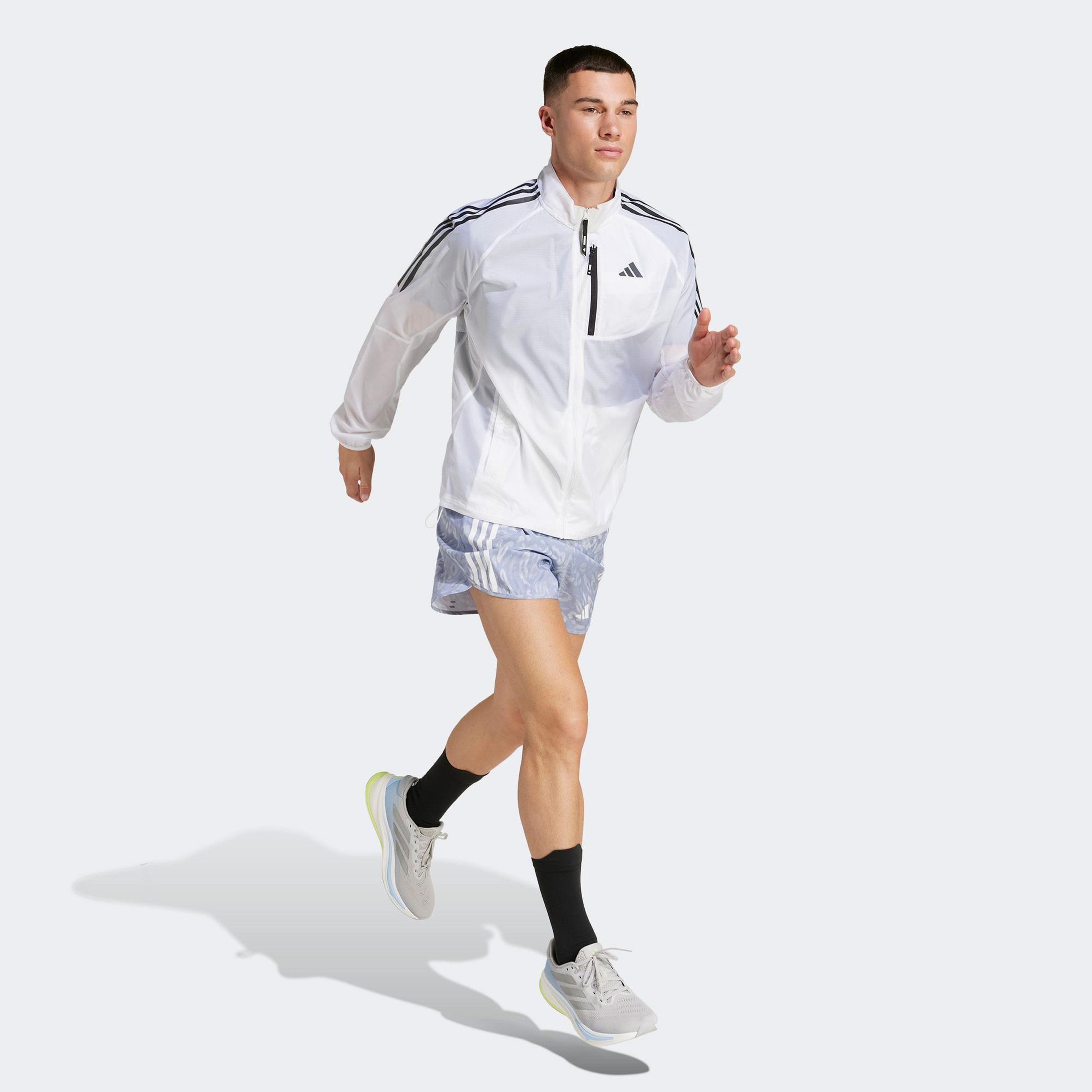 adidas Own The Run 3 Stripes Erkek Gri Koşu Şortu
