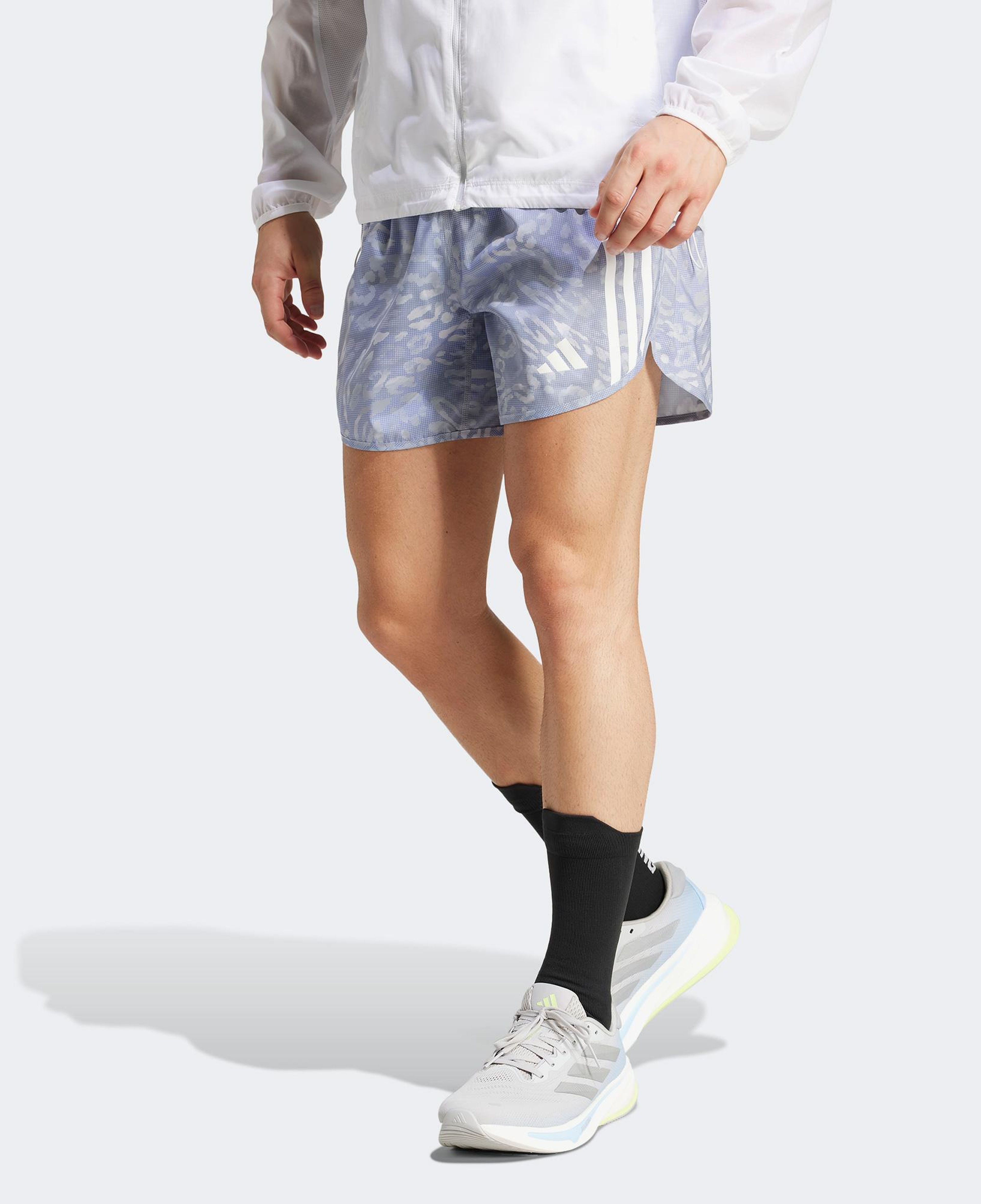 adidas Own The Run 3 Stripes Erkek Gri Koşu Şortu