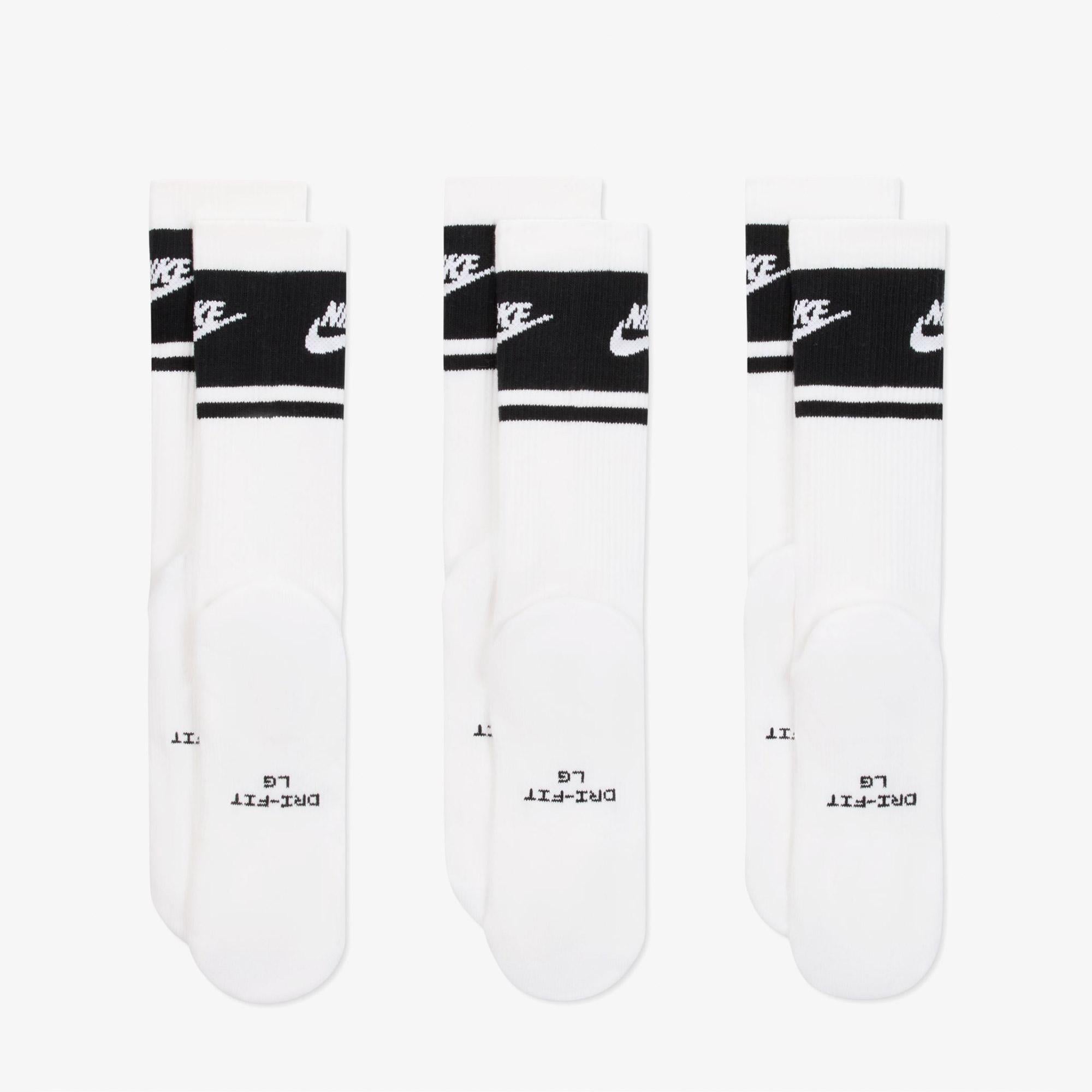 Nike Everyday Elevated 3'lü Unisex Beyaz Çorap