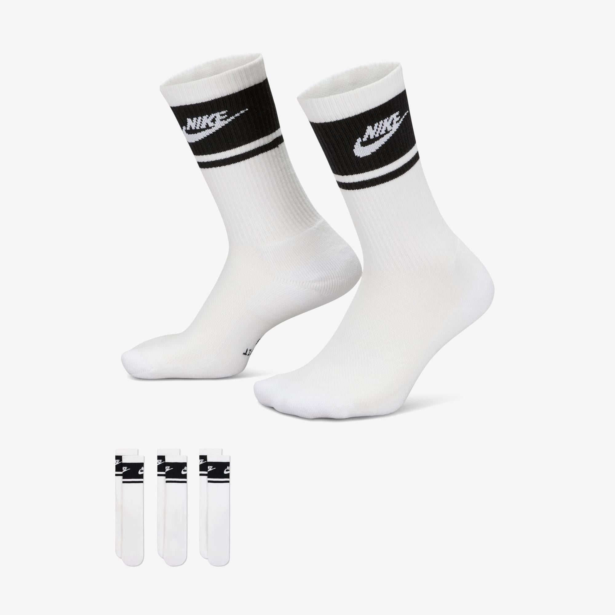 Nike Everyday Elevated 3'lü Unisex Beyaz Çorap