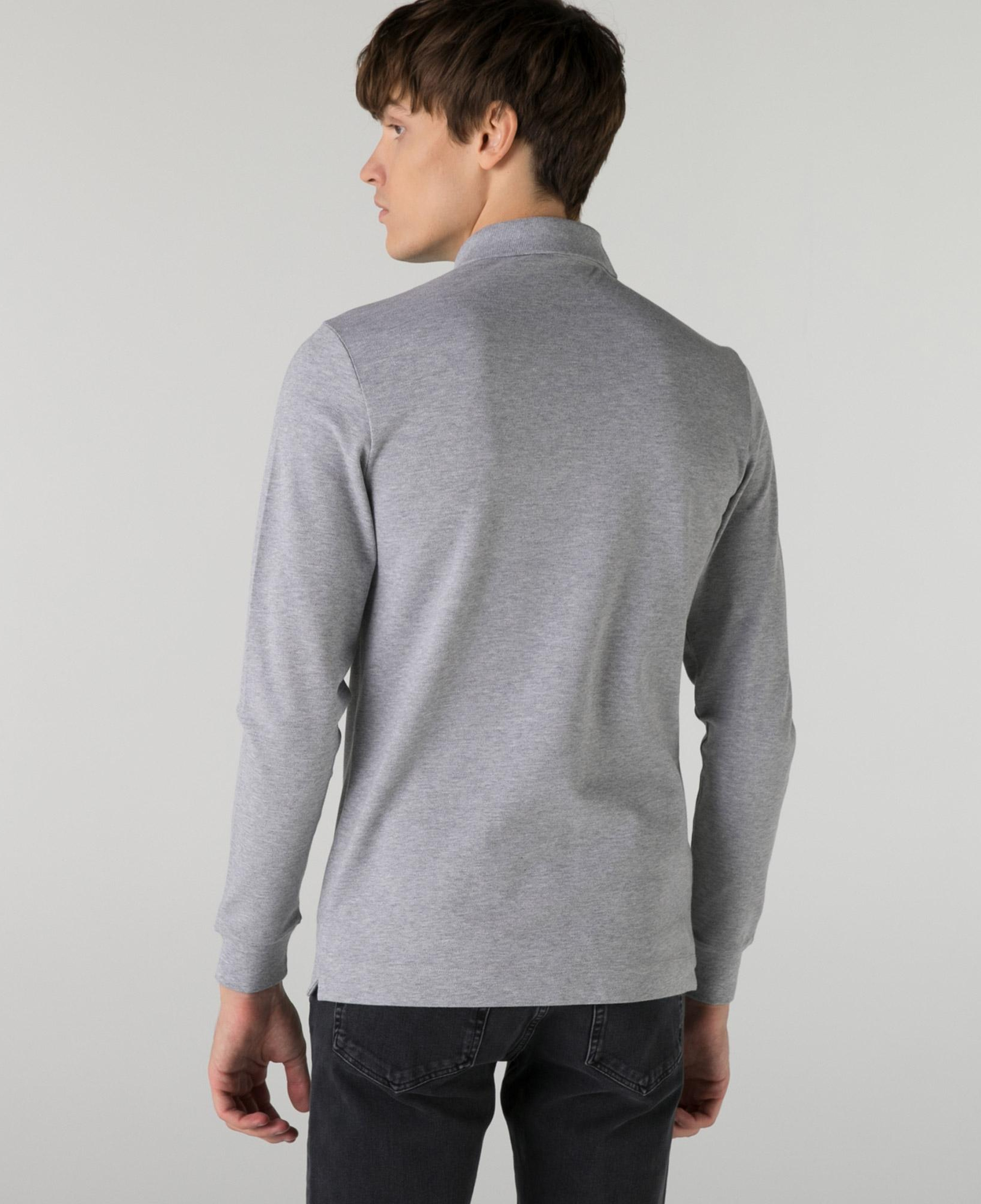 Erkek Regular Fit Uzun Kollu Gri Paris Polo